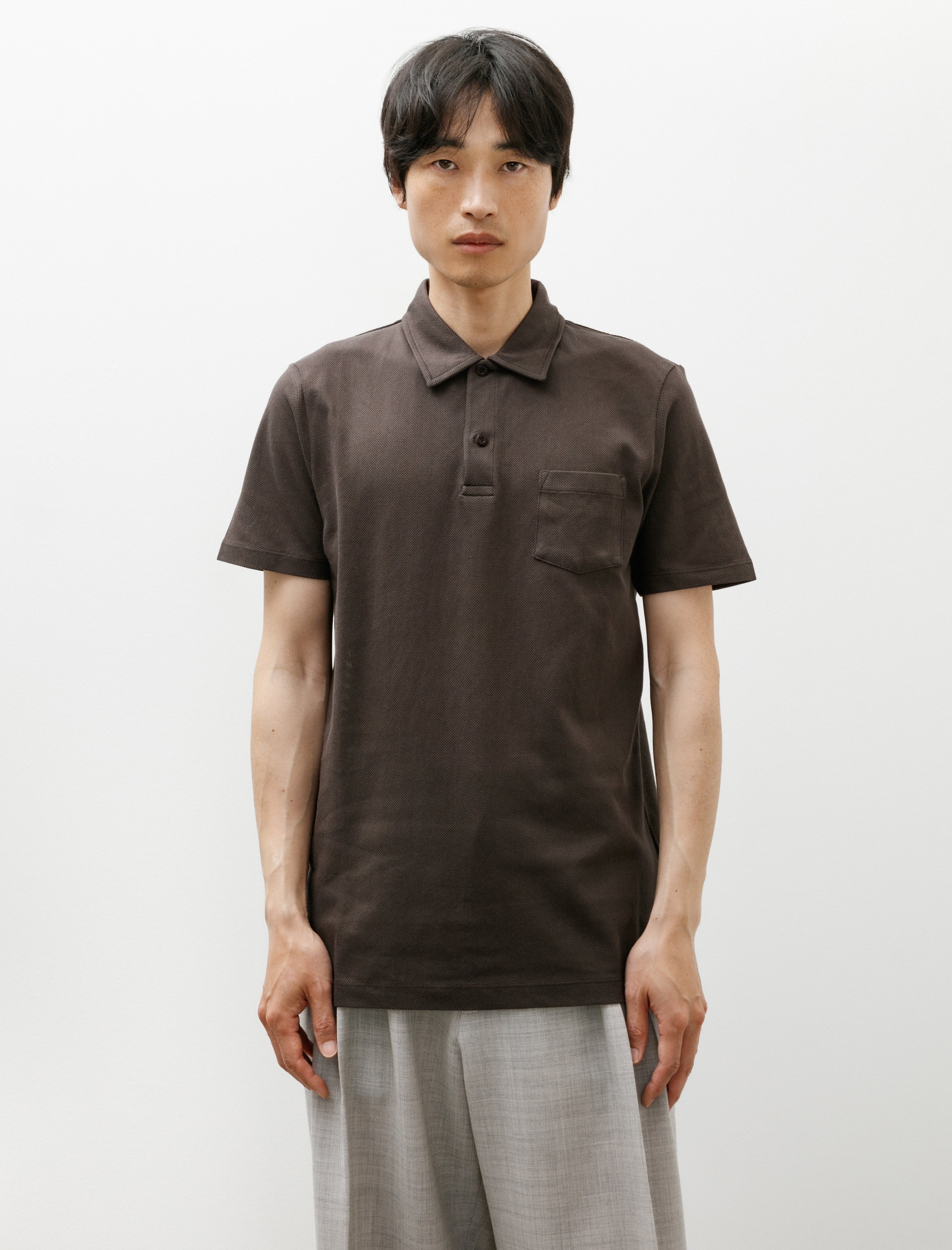 Sunspel SS Riviera Polo Dark Chocolate
