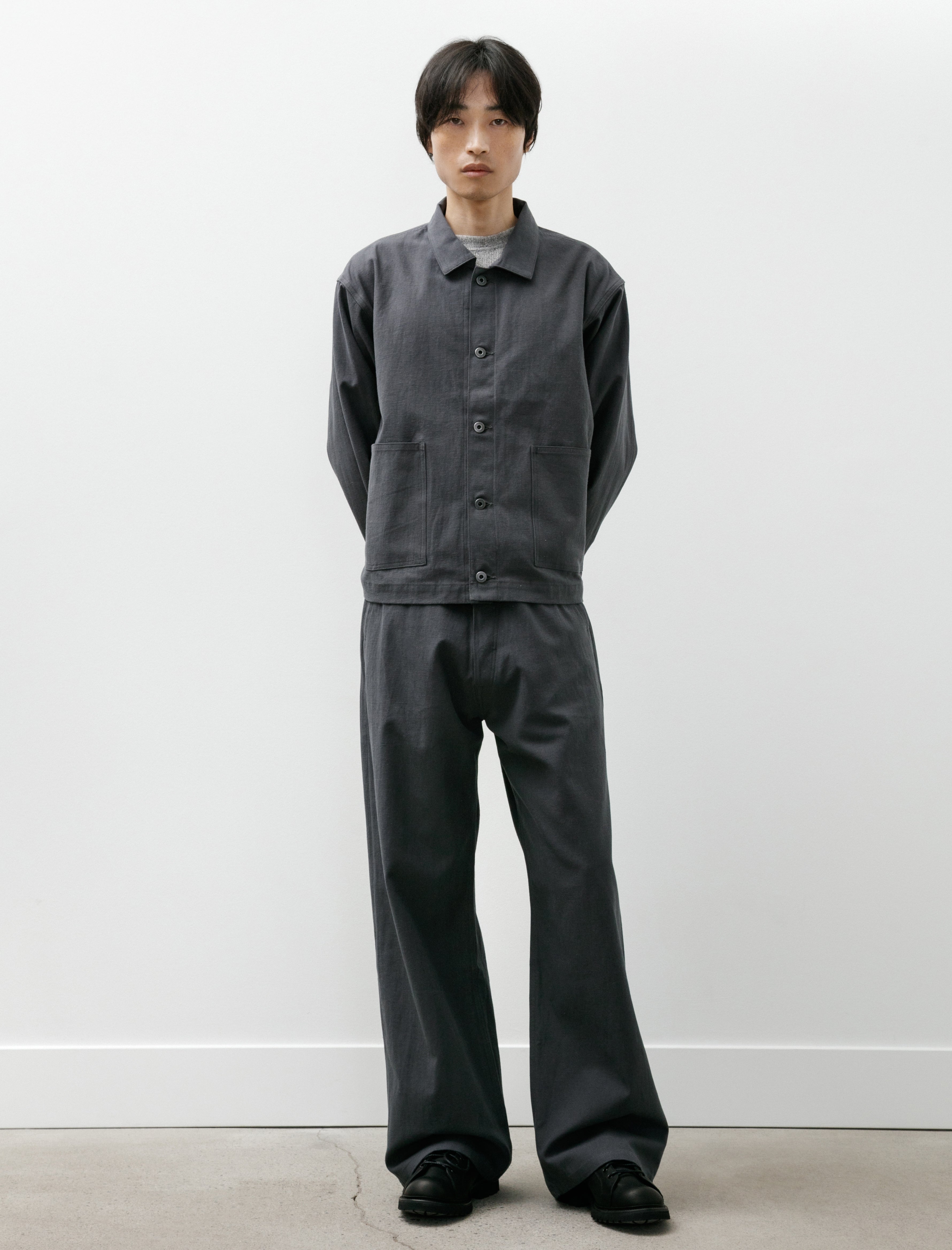 トップス T.T TAIGA TAKAHASHI CHARCOAL DYED GRAY Taiga Takahashi Work Trousers Charcoal – Très Bien