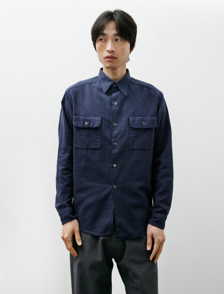 Lot 117 Work Shirt Faded Navy Check - Image 1