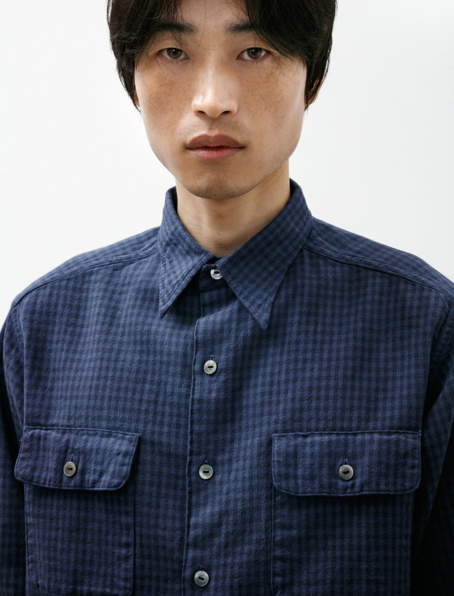Lot 117 Work Shirt Faded Navy Check - Image 4
