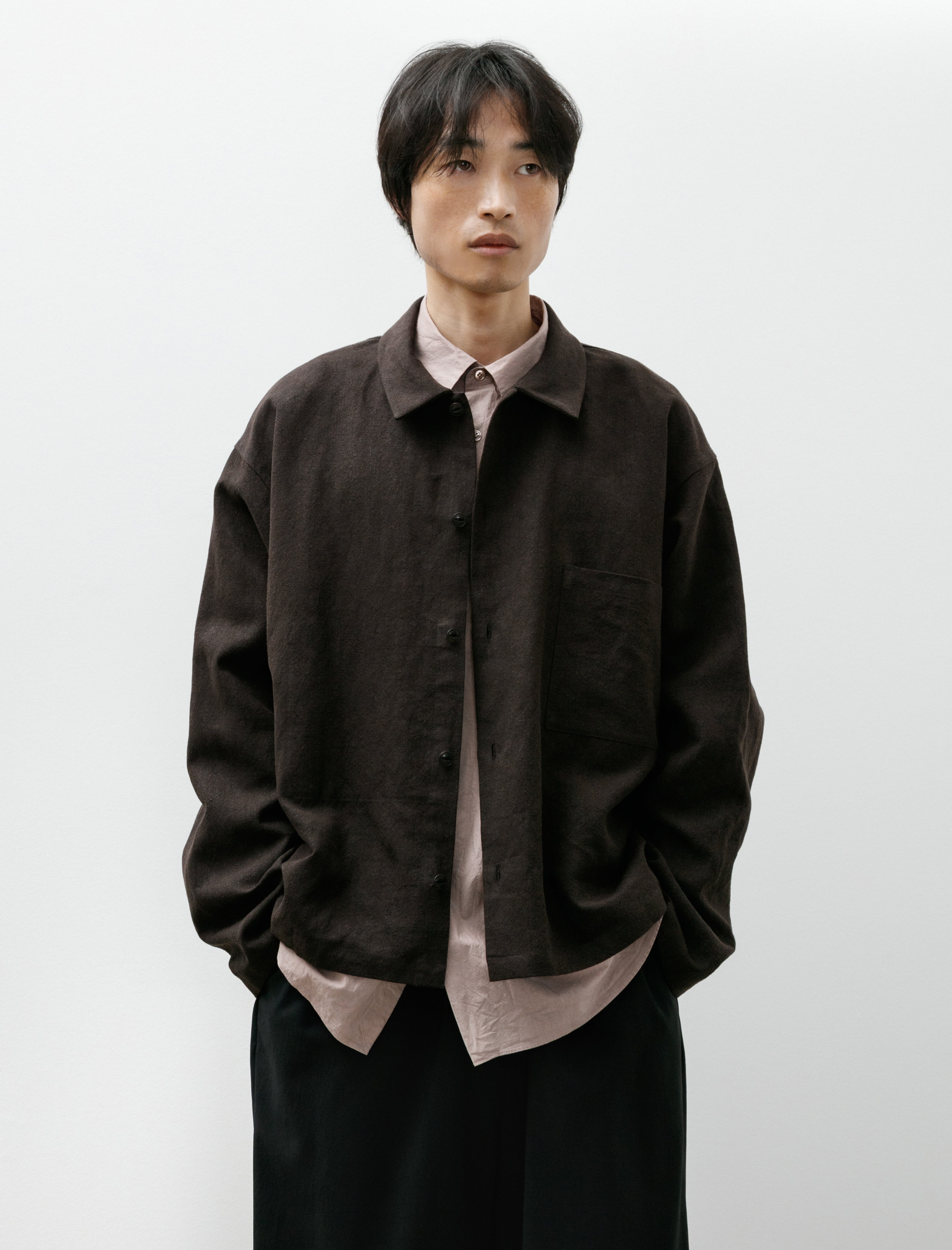 YOKO SAKAMOTO WORK BLOUSE HEMP 26SS サイズM Yoko Sakamoto Work Blouse Hemp Brown – Neighbour