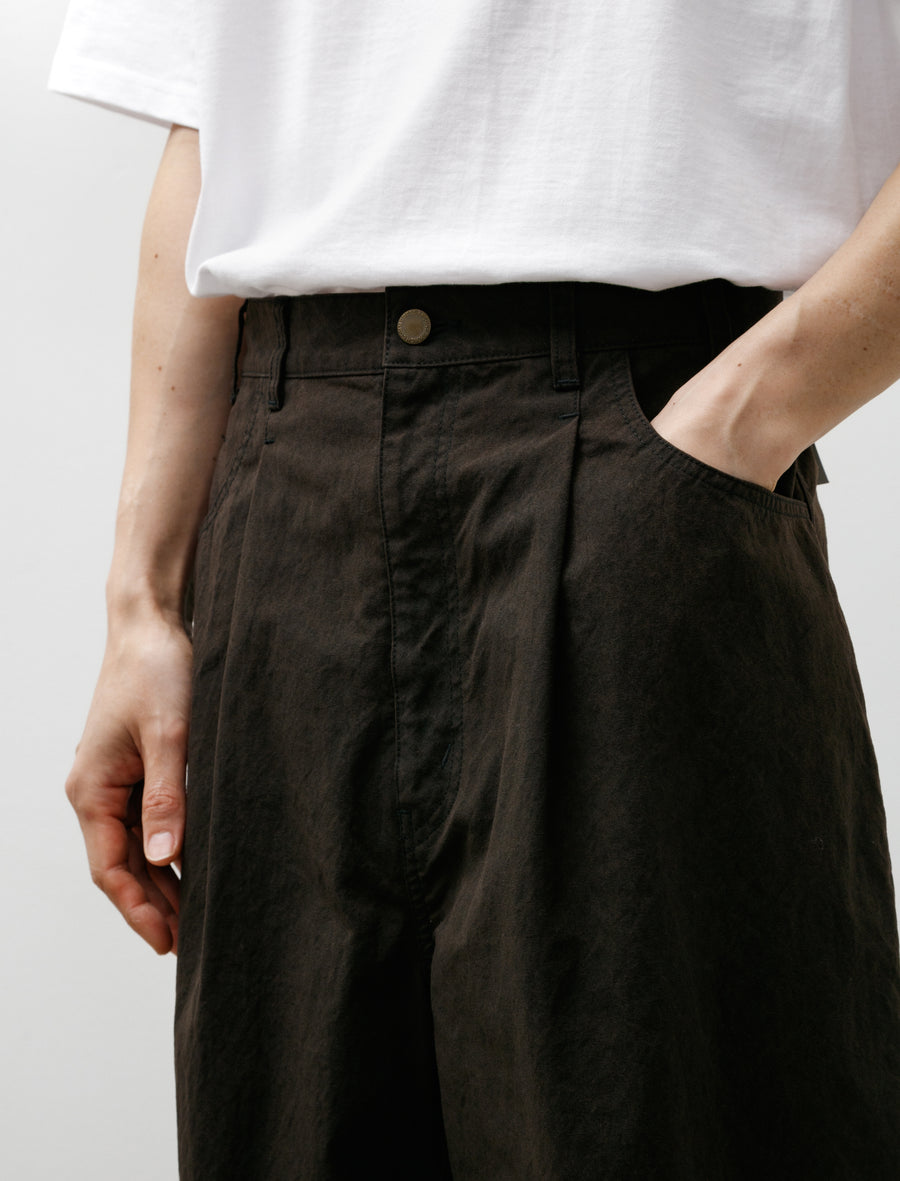 Nylon Pleated Pants Brown - Image 7