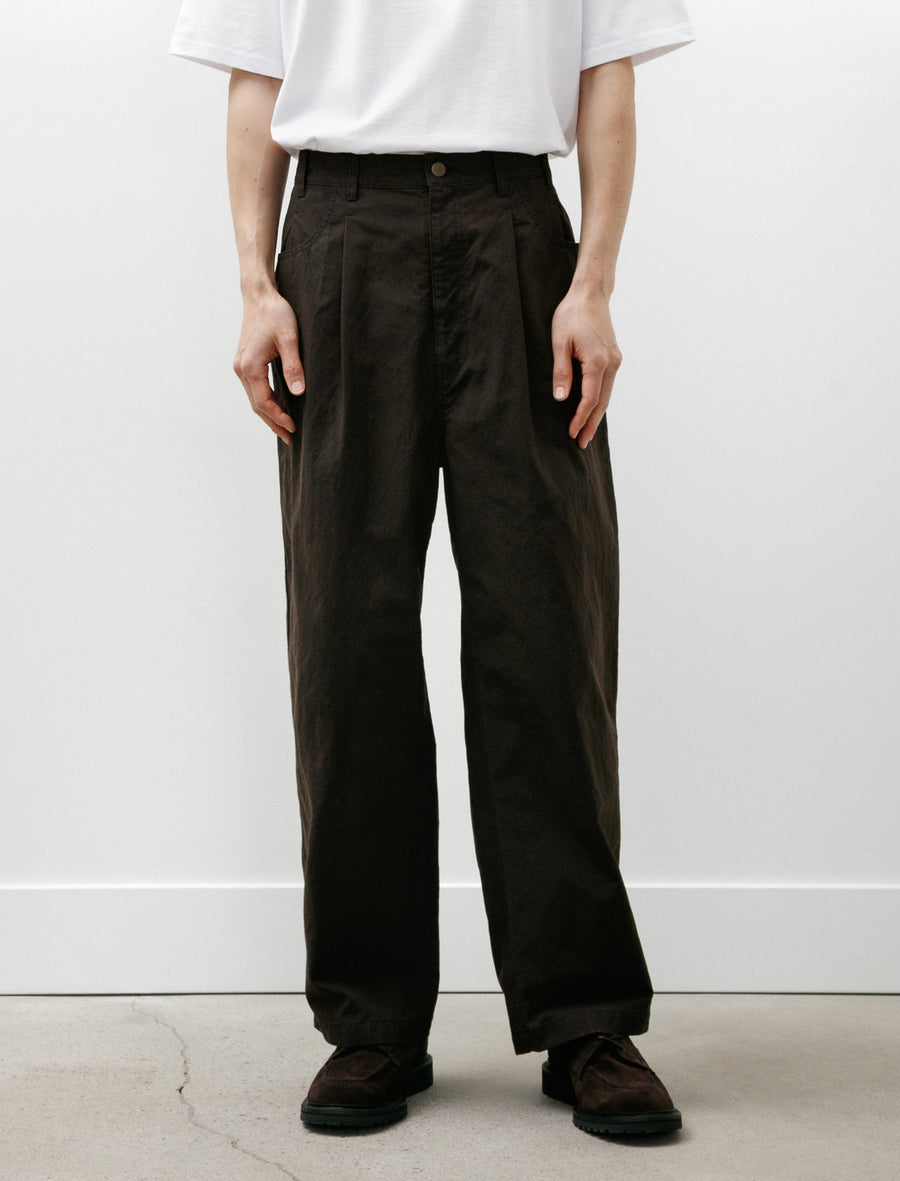 Nylon Pleated Pants Brown - Image 4