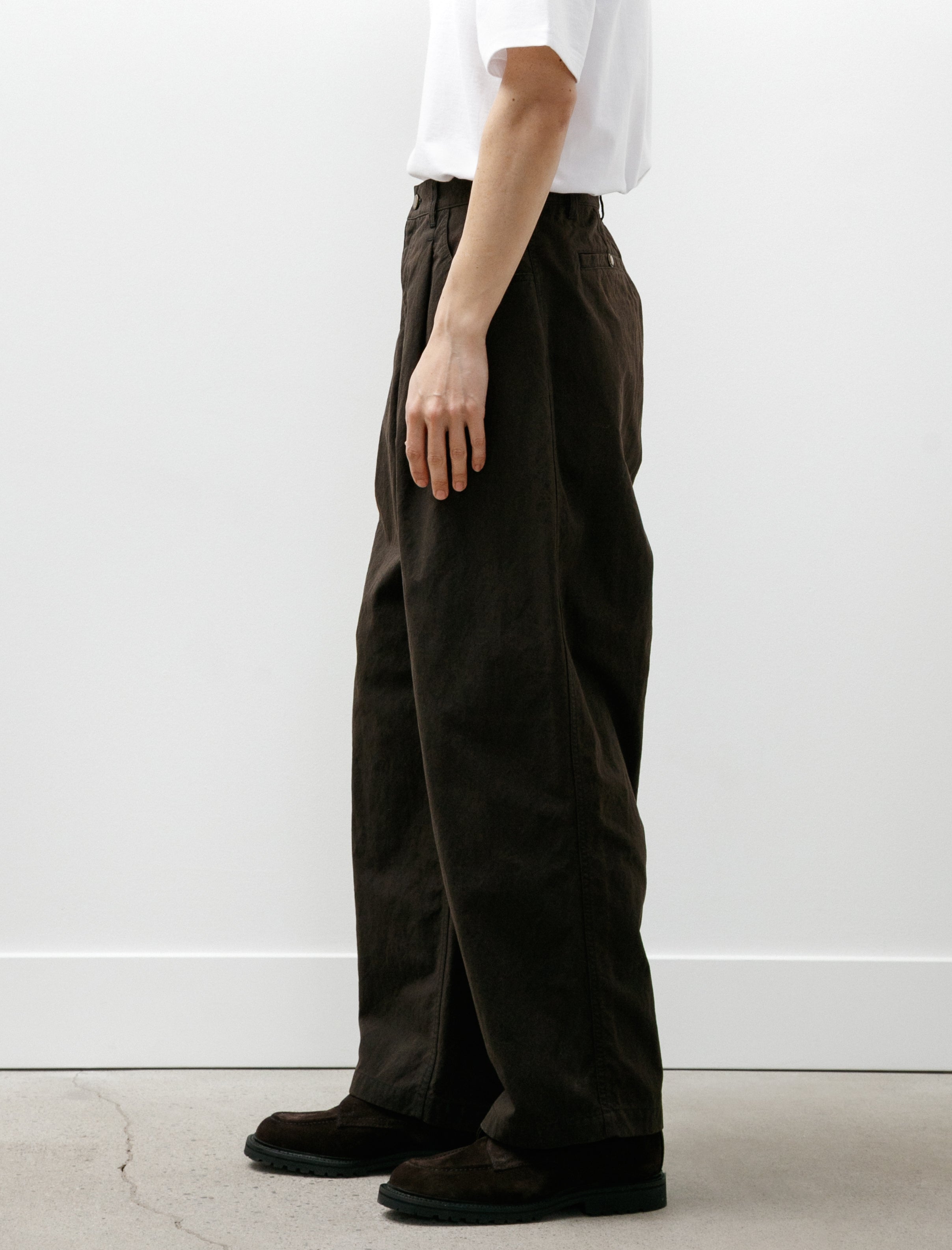 Comme des Garçons Homme Nylon Pleated Pants Brown