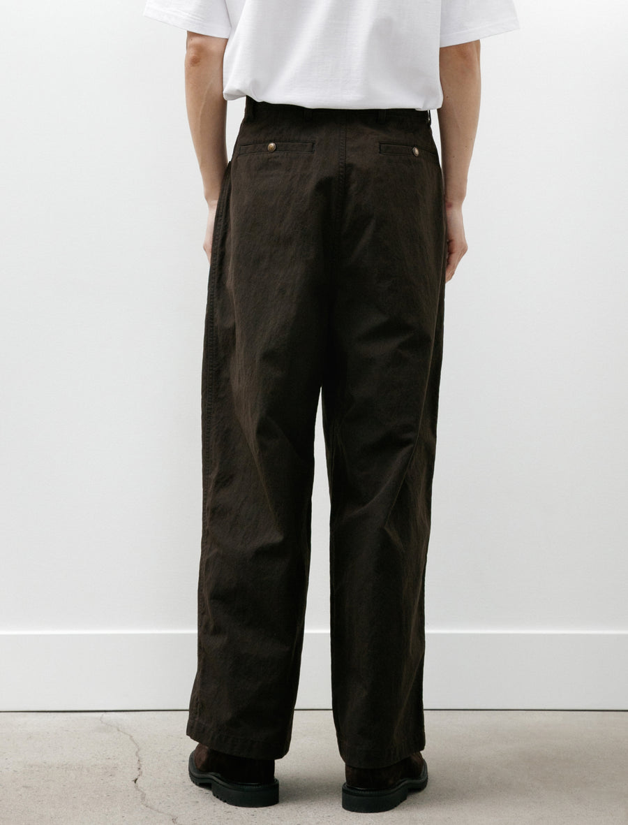 Nylon Pleated Pants Brown - Image 5