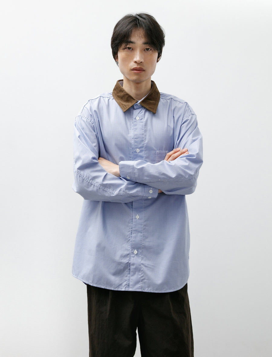 Corduroy Collar Shirt Blue Check - Image 1