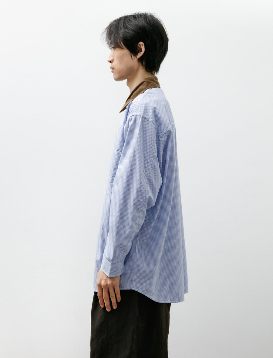 Corduroy Collar Shirt Blue Check - Image 3