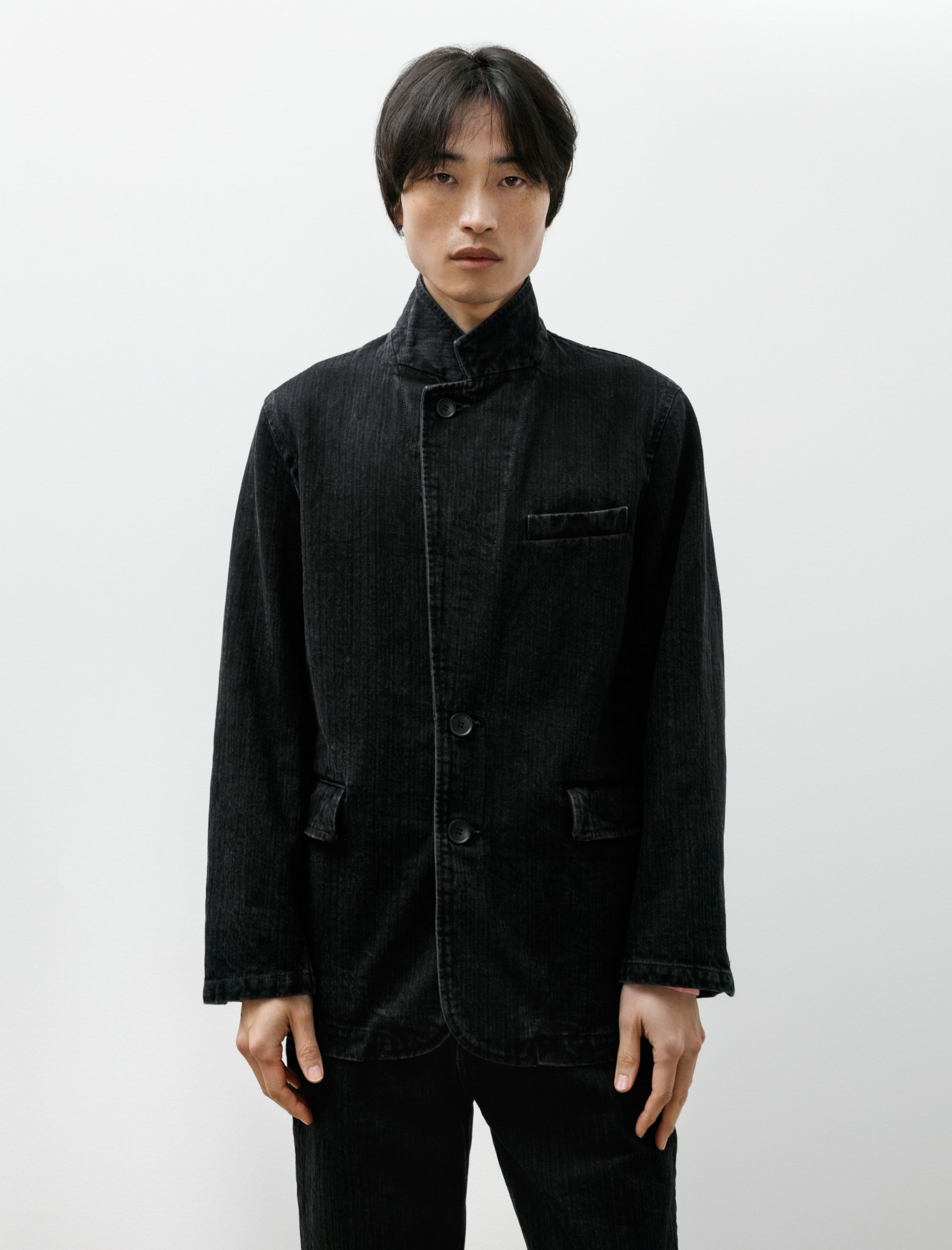 Sire Washed Denim Jacket Herringbone Black