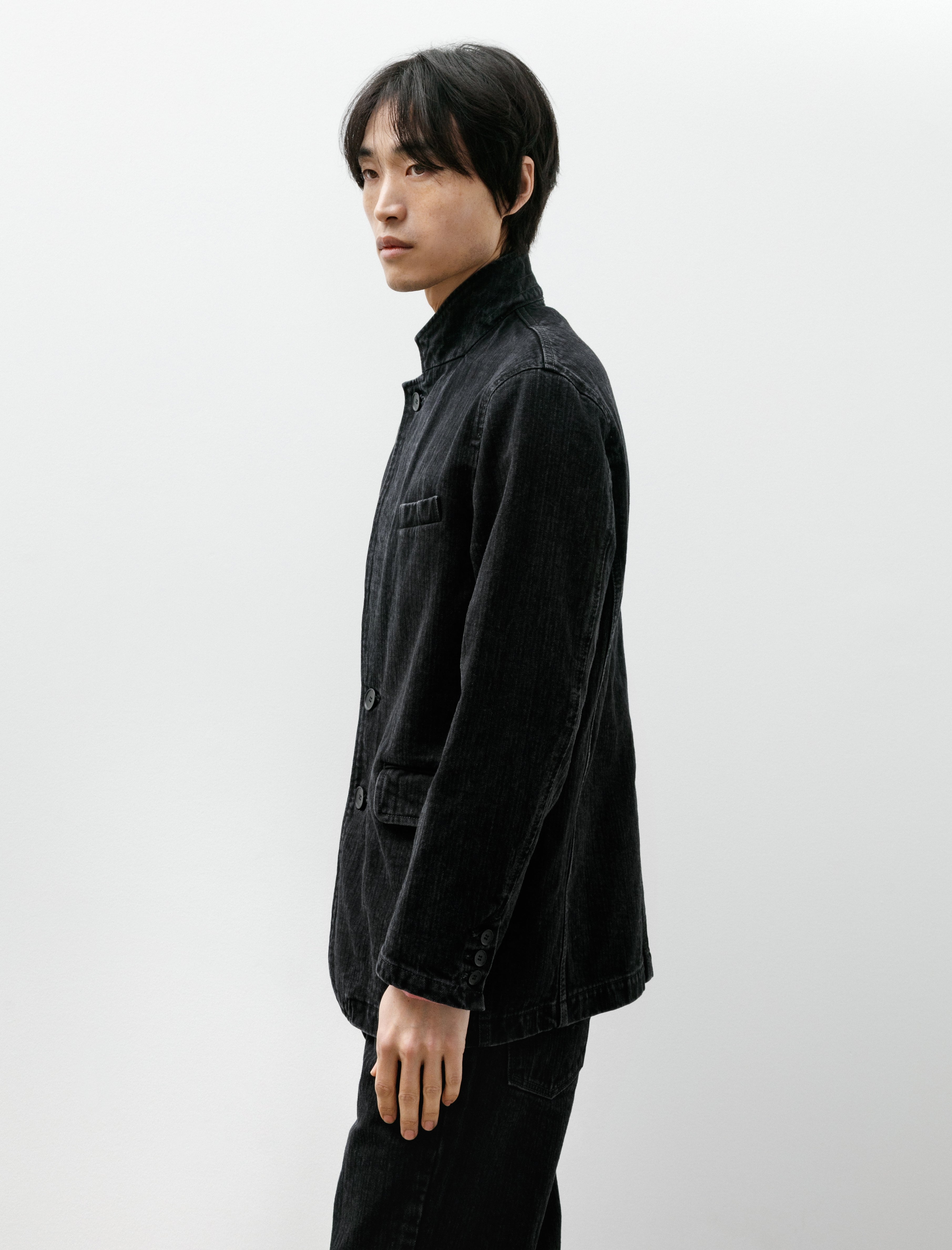 Sire Washed Denim Jacket Herringbone Black