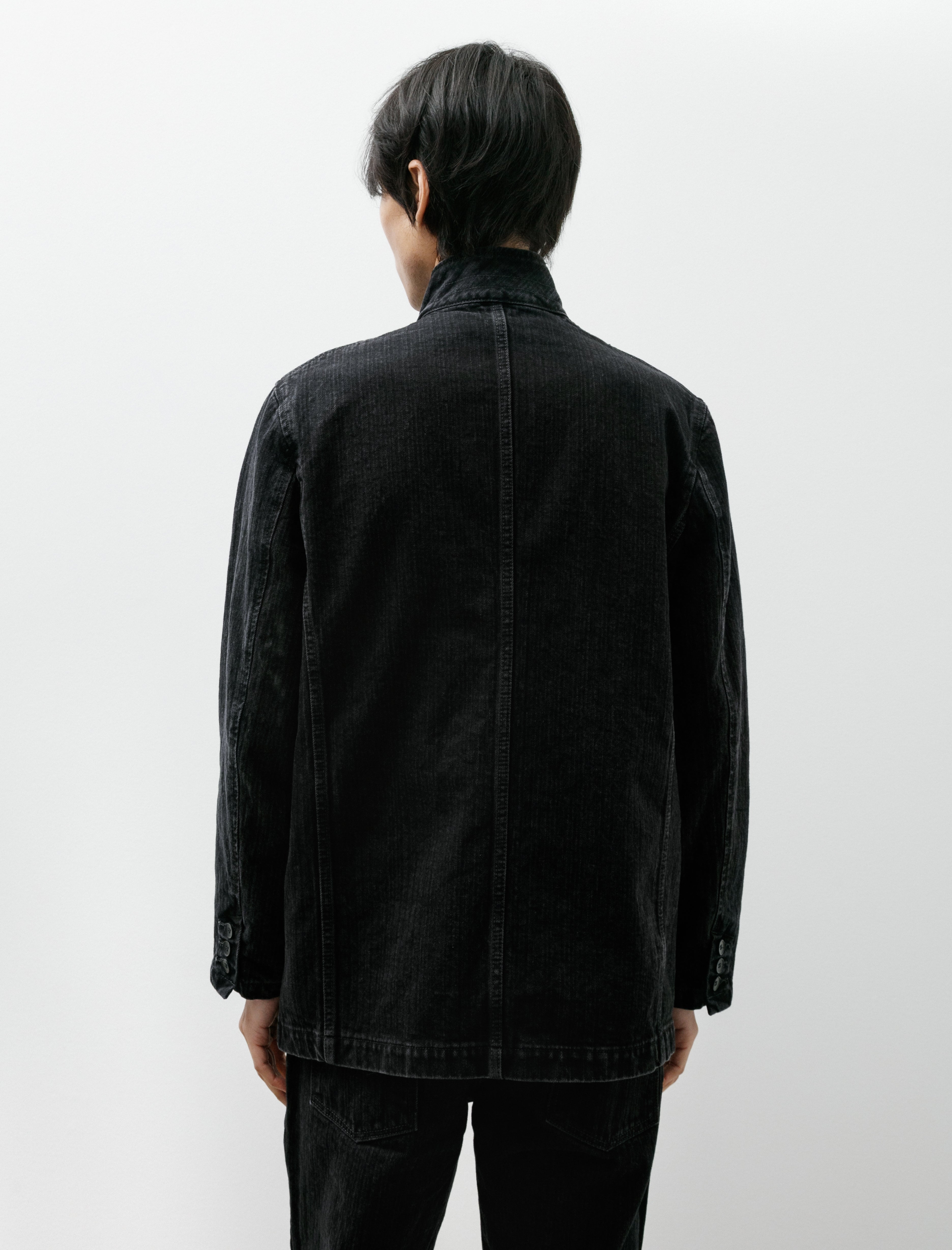 Sire Washed Denim Jacket Herringbone Black