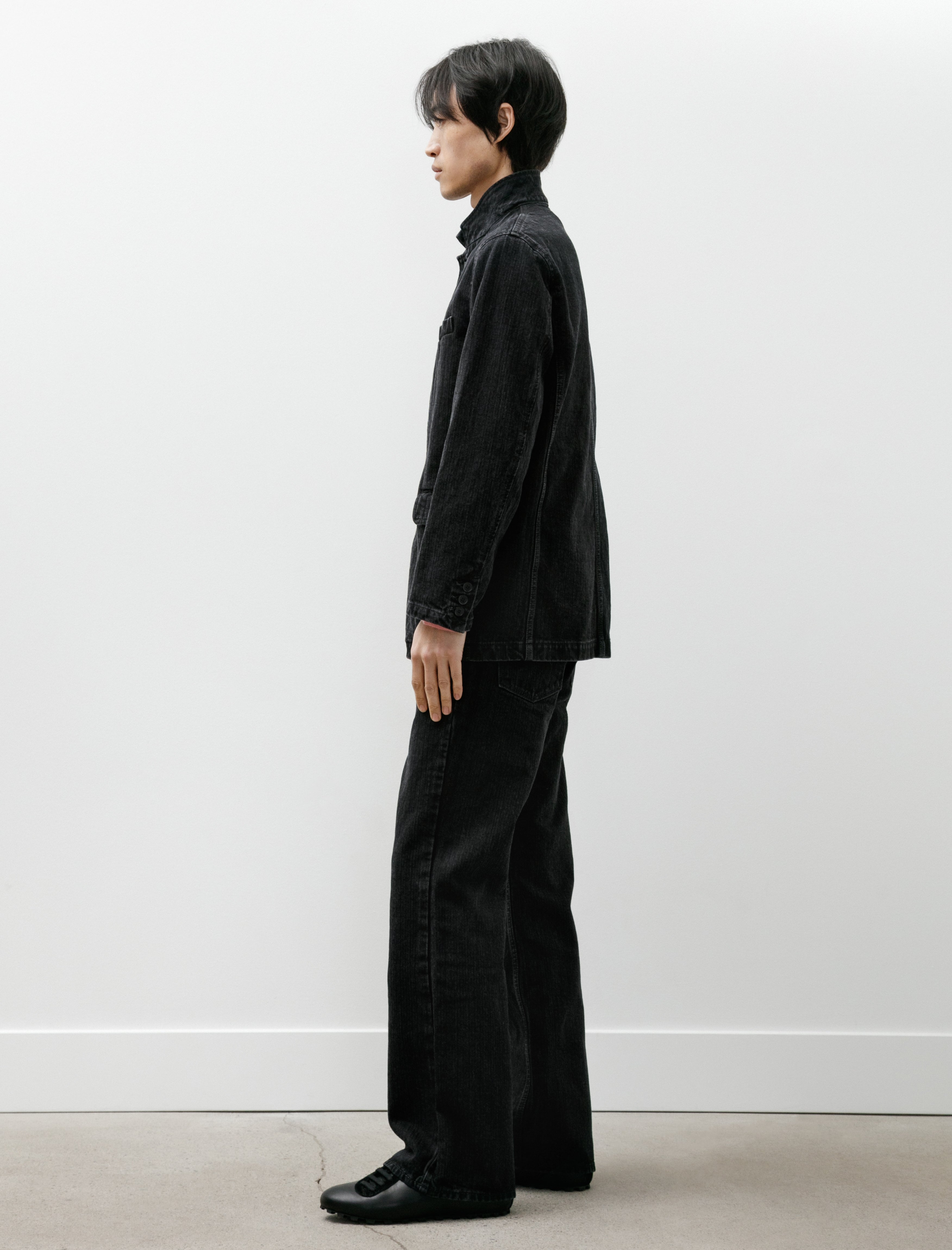 Sire Washed Denim Jacket Herringbone Black
