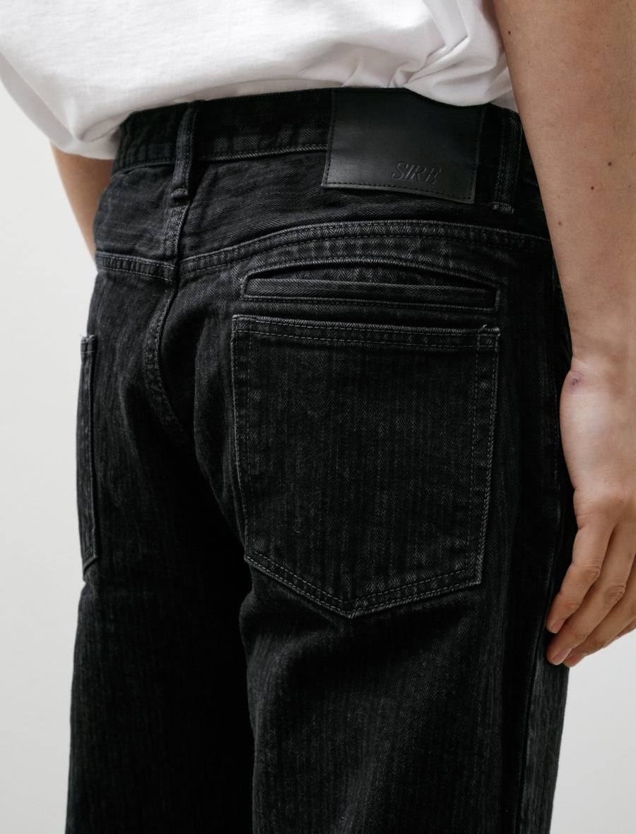 Bootcut Washed Denim Herringbone Black - Image 7