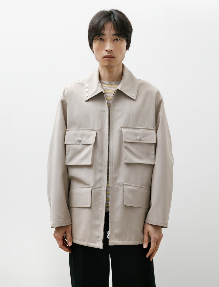 Wool Max Canvas Blouson Top Grey Beige - Image 4