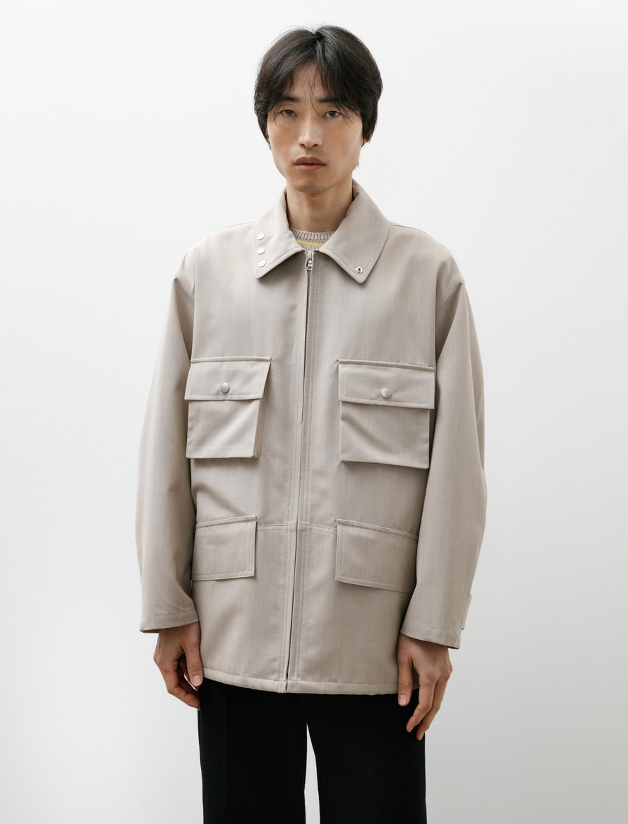 Wool Max Canvas Blouson Top Grey Beige - Image 1