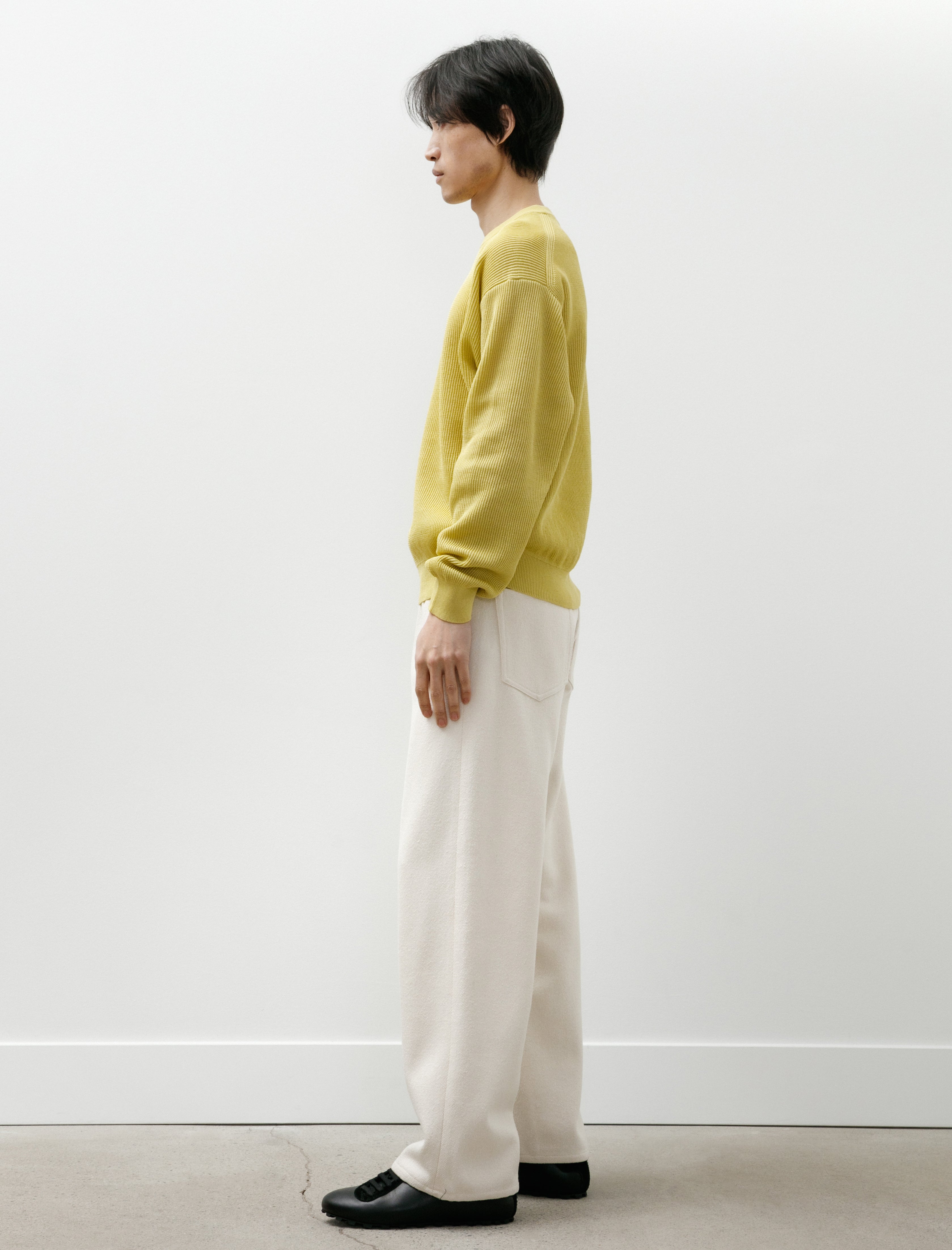 Auralee Silk Nep Denim 5P Wide Pants Ivory White