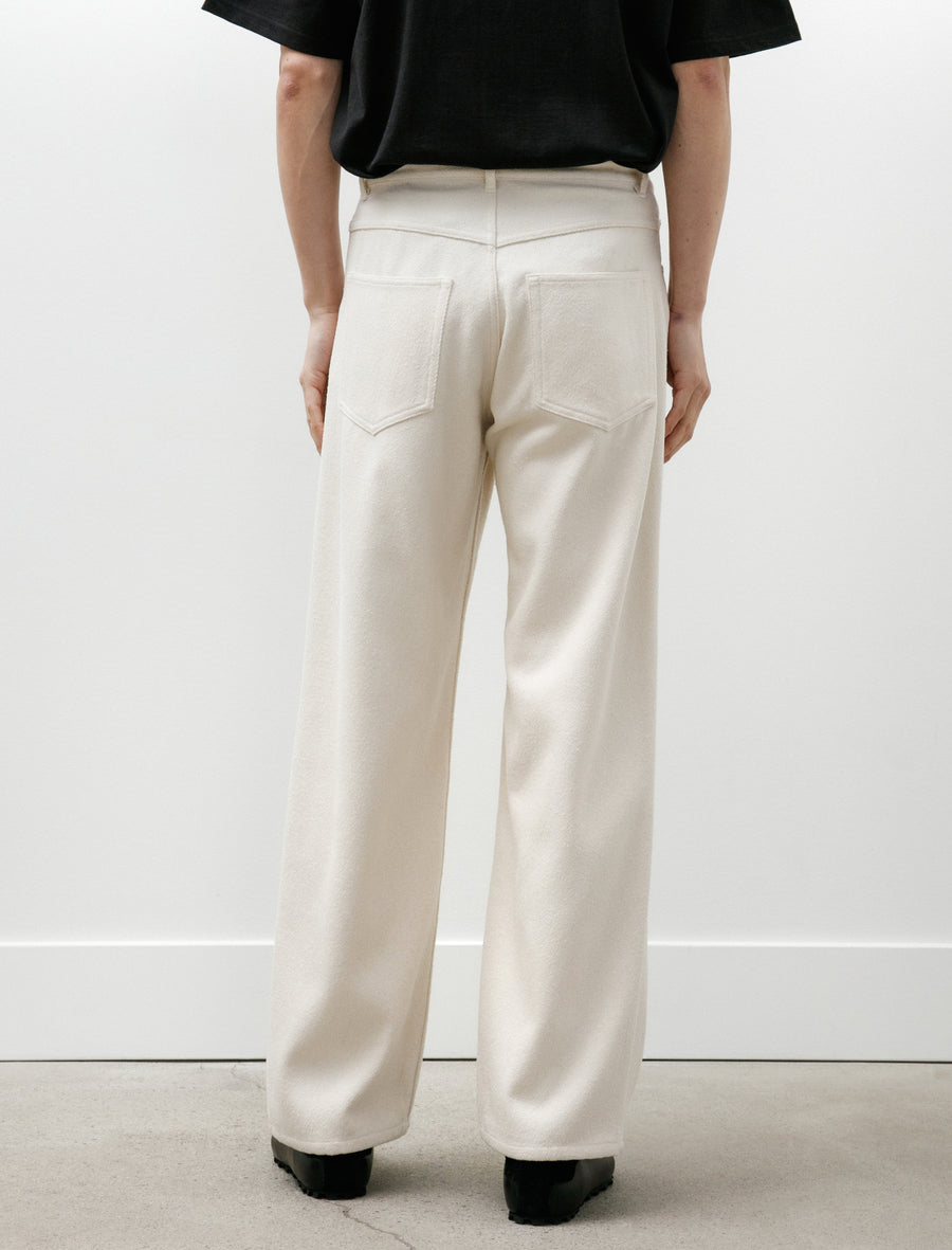 Silk Nep Denim 5P Wide Pants Ivory White - Image 5