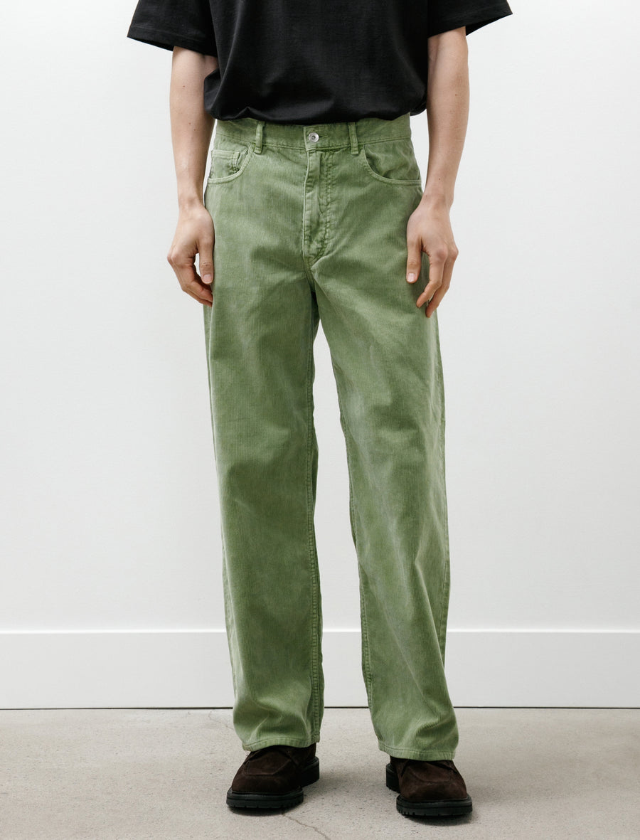 Auralee Garment Dyed Finx 5P Wide Pants Corduroy Dusty Green