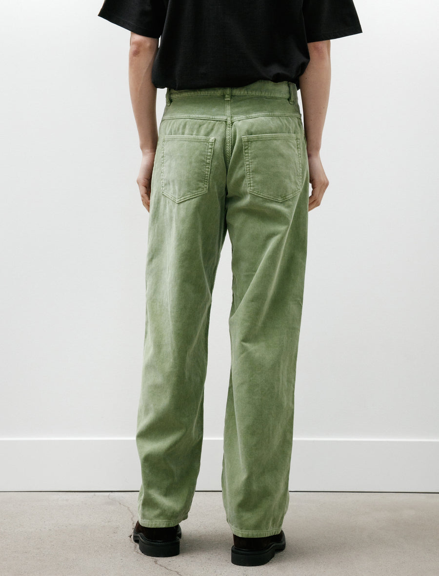 Auralee Garment Dyed Finx 5P Wide Pants Corduroy Dusty Green