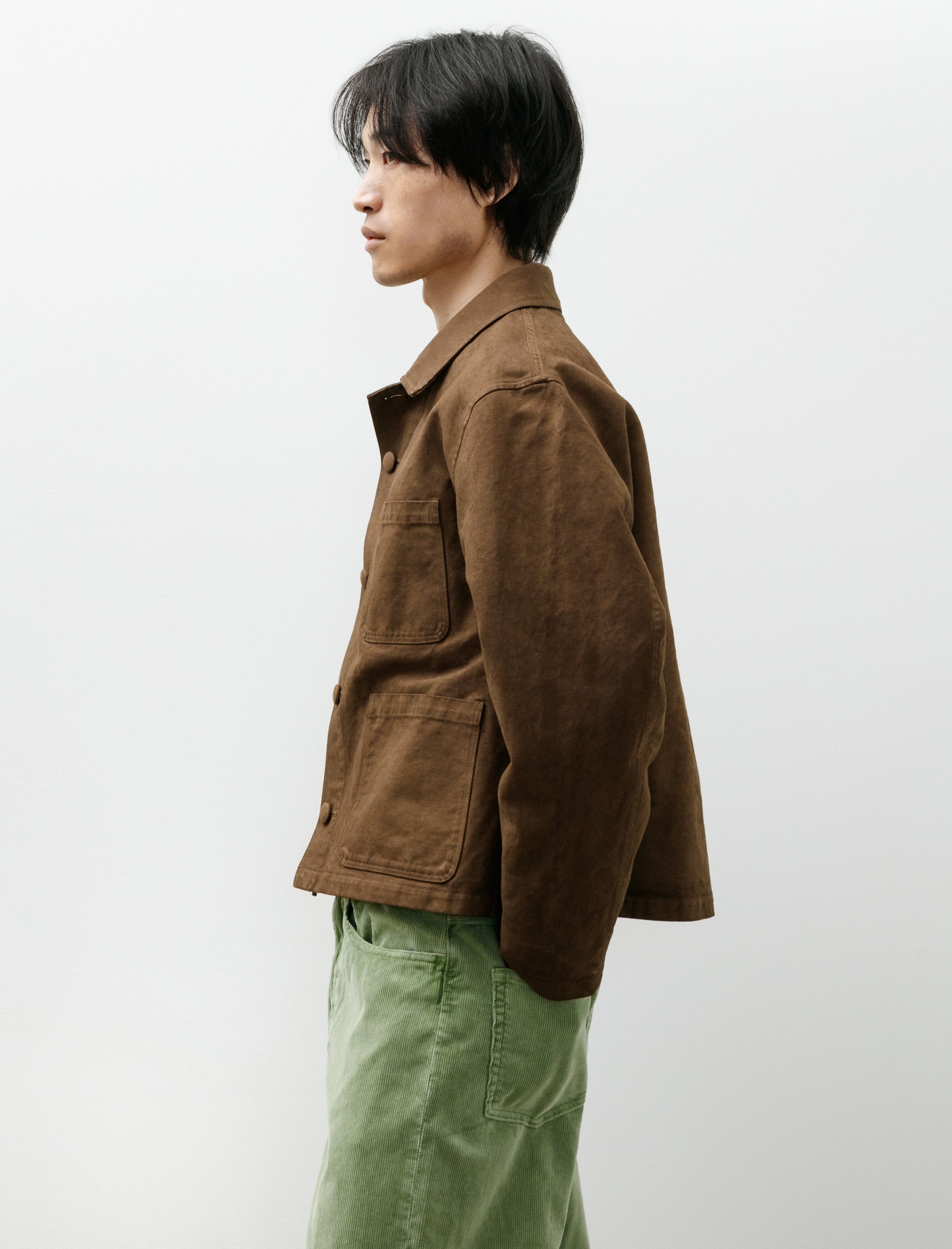 Auralee Garment-Dyed Organic Cotton Heavy Twill Jacket Dark Brown