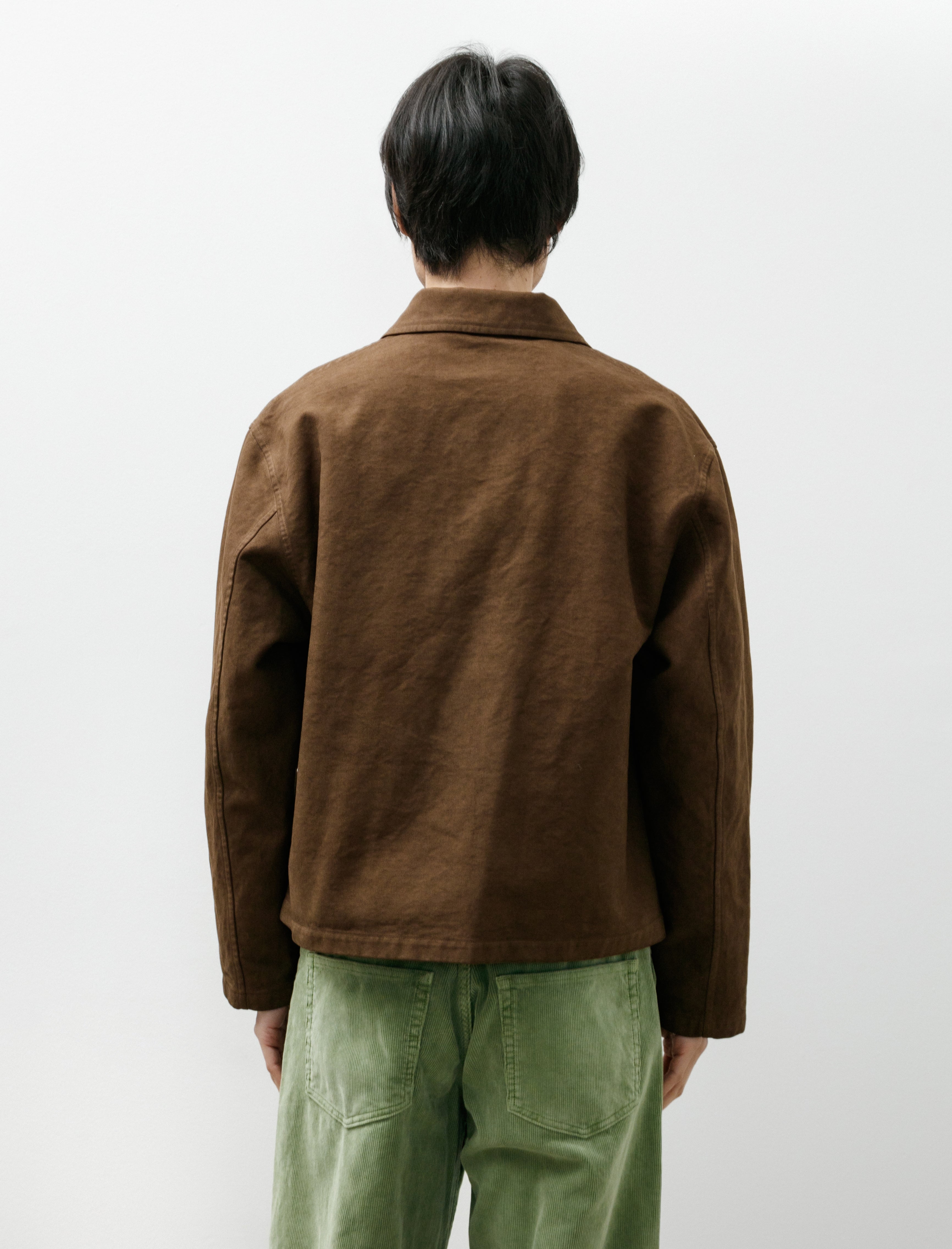 Auralee Garment-Dyed Organic Cotton Heavy Twill Jacket Dark Brown