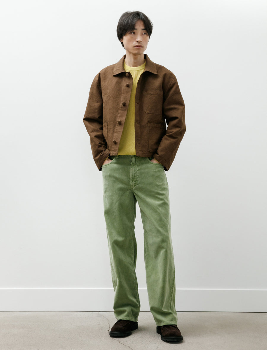 Auralee Garment Dyed Finx 5P Wide Pants Corduroy Dusty Green