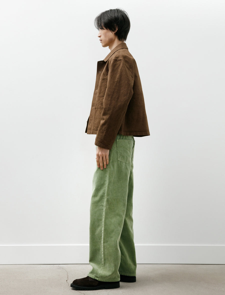 Auralee Garment Dyed Finx 5P Wide Pants Corduroy Dusty Green