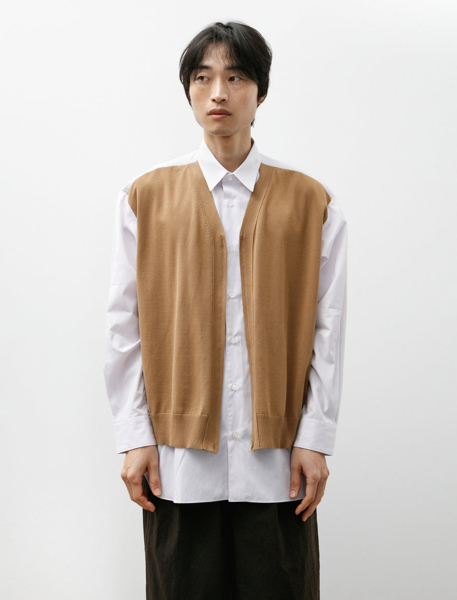 Cardigan Shirt Tan Pin Stripes - Image 4