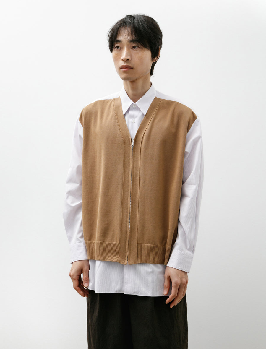 Cardigan Shirt Tan Pin Stripes - Image 1