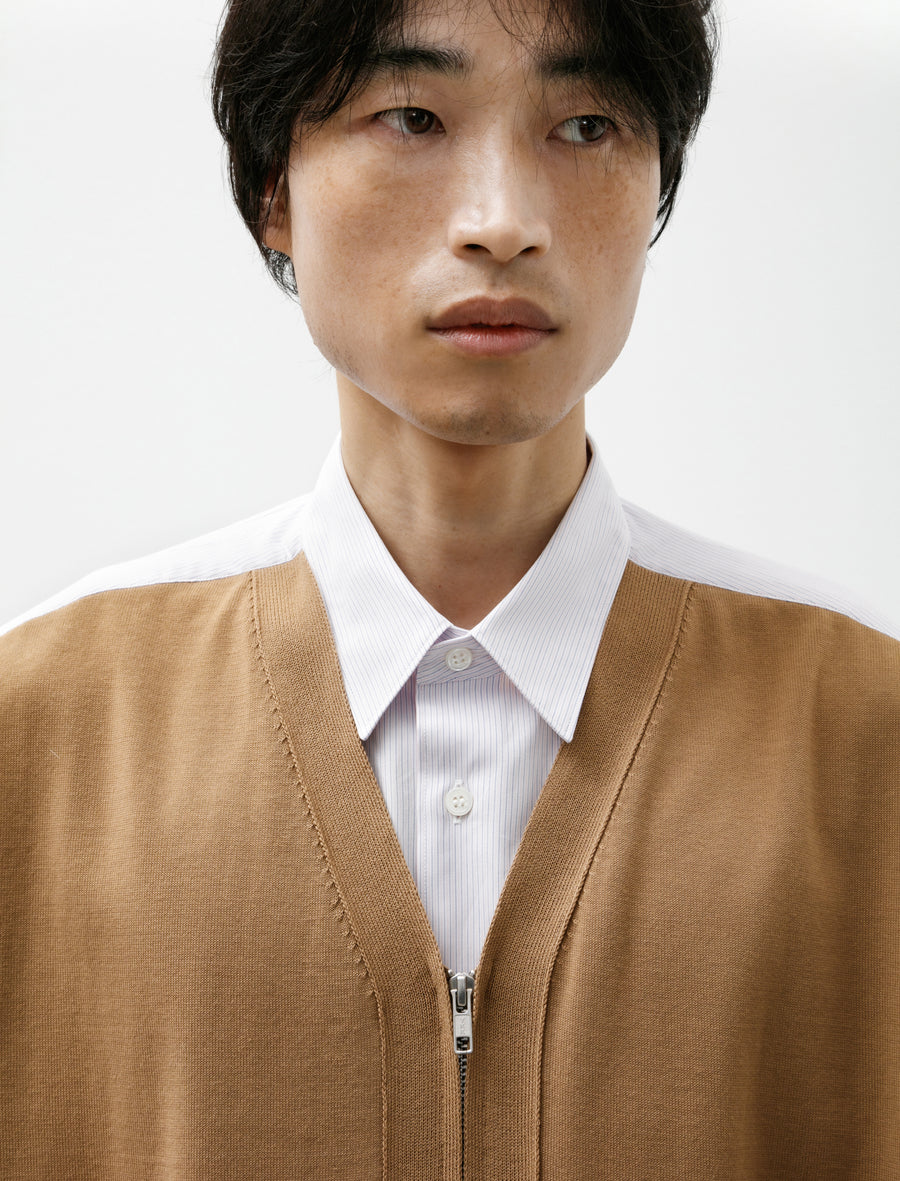 Cardigan Shirt Tan Pin Stripes - Image 5
