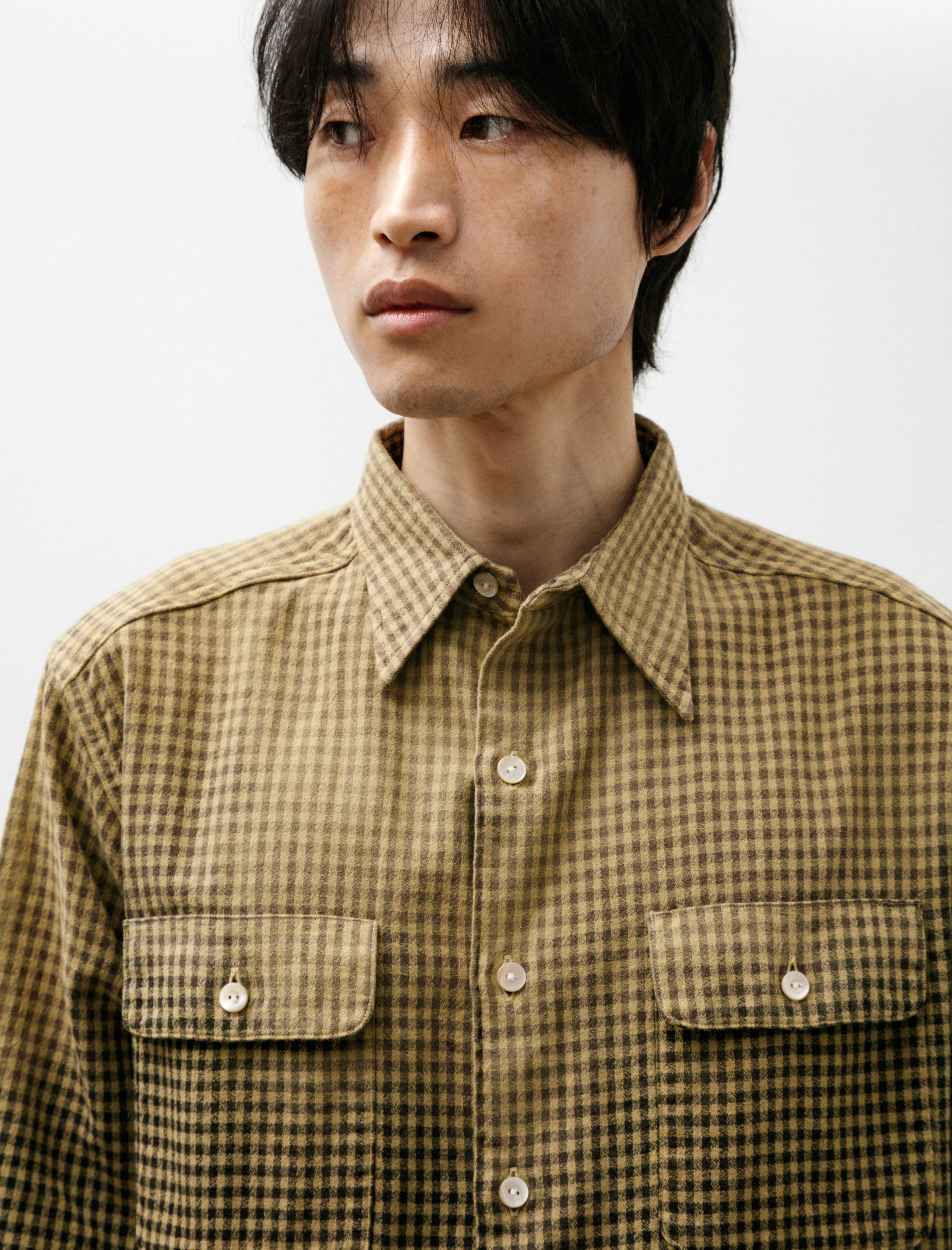 Taiga Takahashi Lot 117 Work Shirt Faded Beige Check