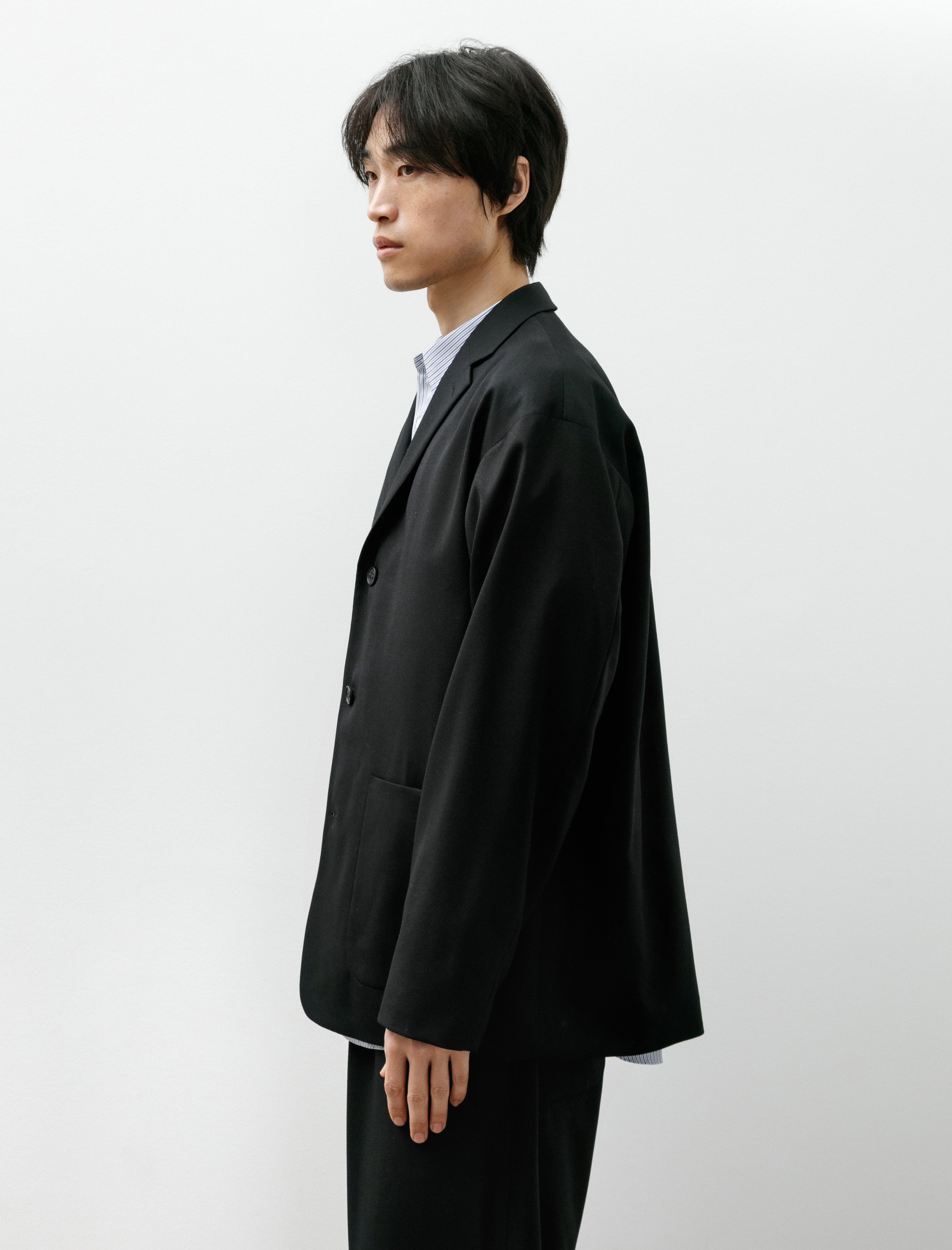 Wool Patch Pocket Blazer Black