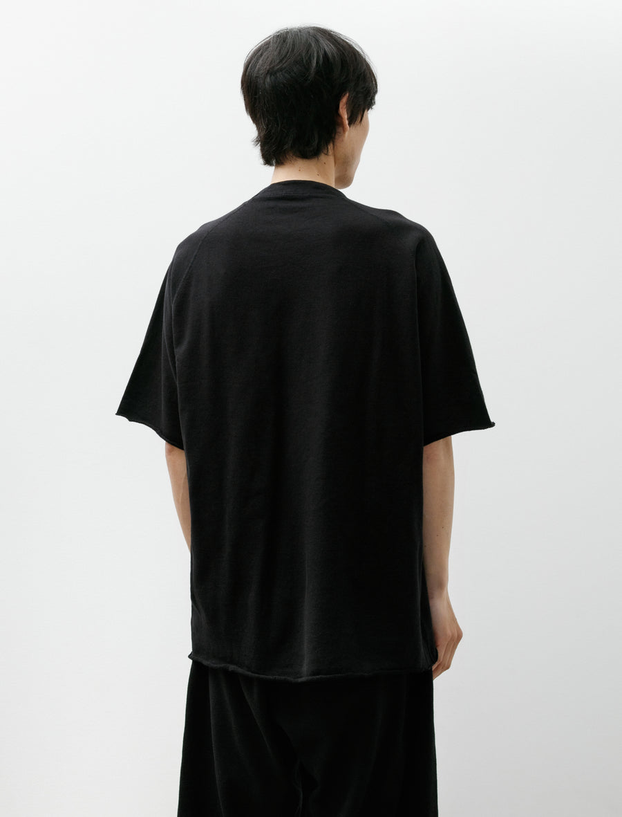 LW Cotton Fleece Short-Sleeve Crew Neck Top Black - Image 4
