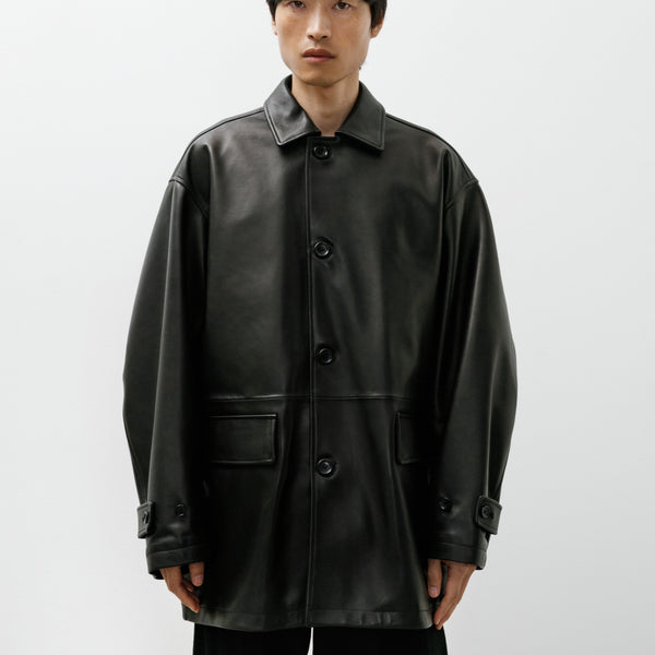 Graphpaper Lamb Leather Car Coat Black – Neighbour