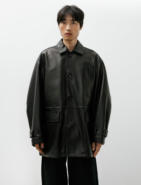 Graphpaper Lamb Leather Car Coat Black – Neighbour