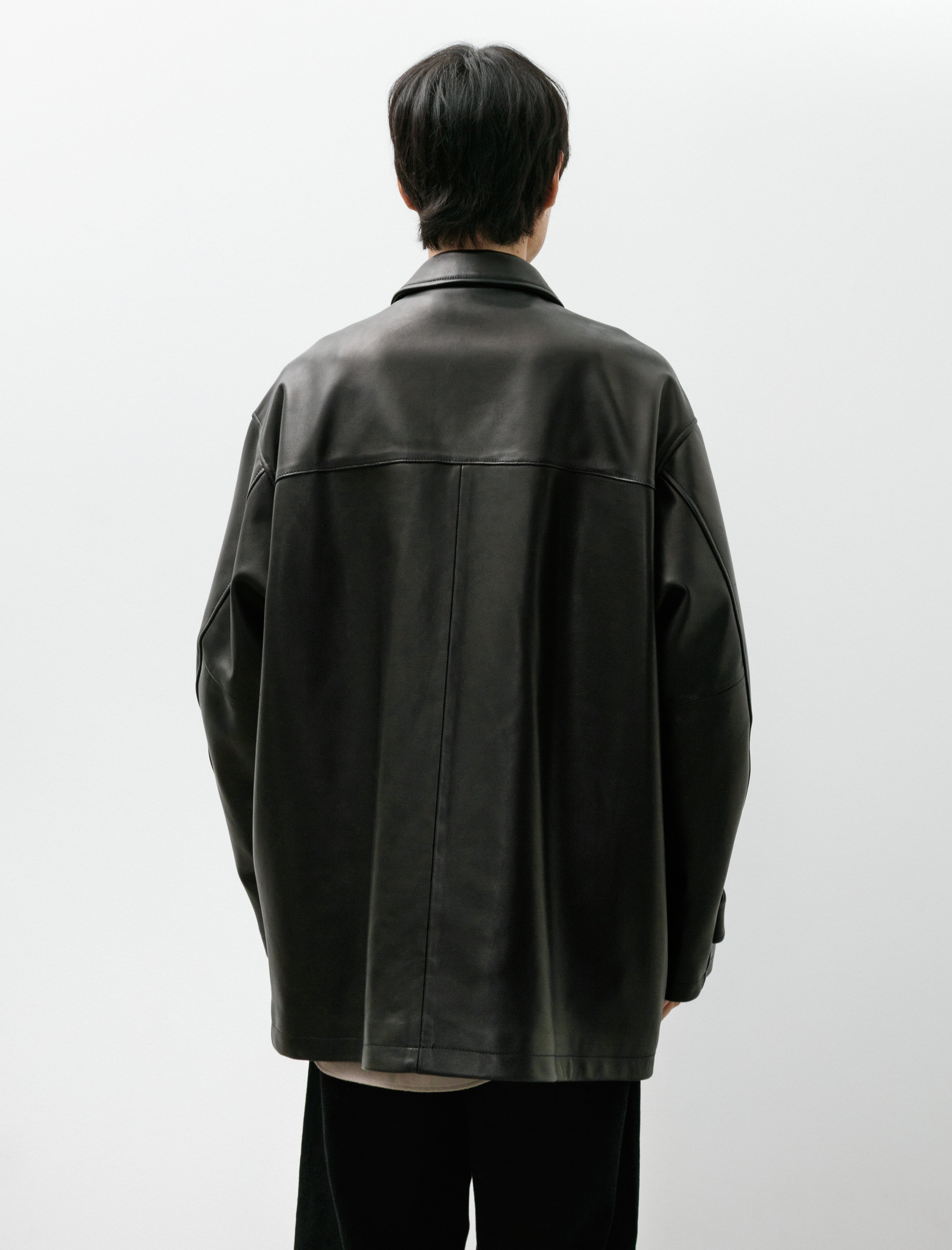 Graphpaper Lamb Leather Car Coat Black