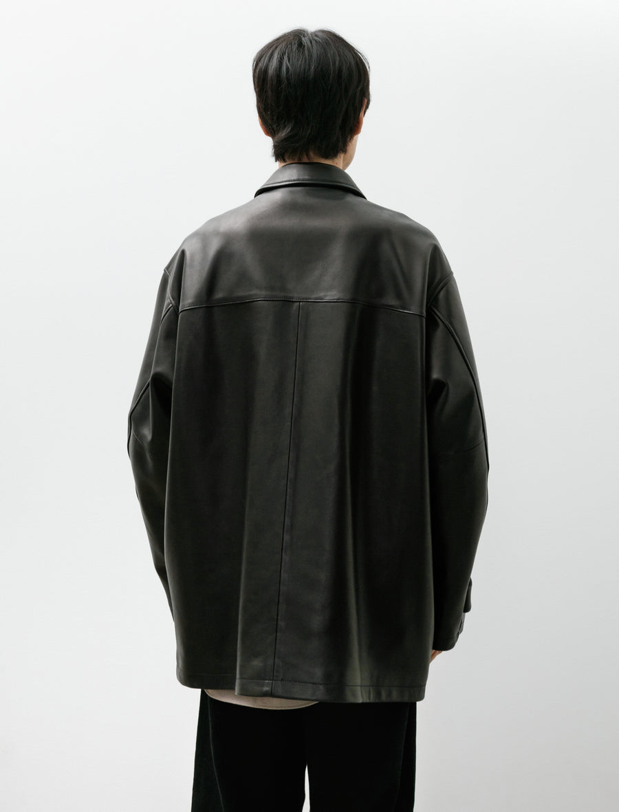 Lamb Leather Car Coat Black - Image 2