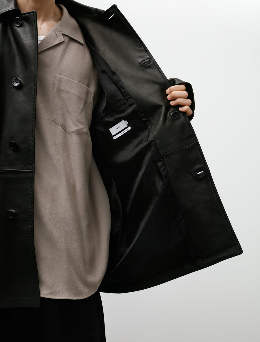 Lamb Leather Car Coat Black - Image 6