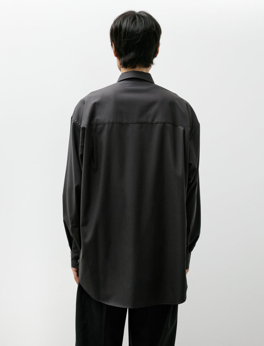 Extra Fine Wool Oversized Regular Collar Shirt Charcoal - Image 2