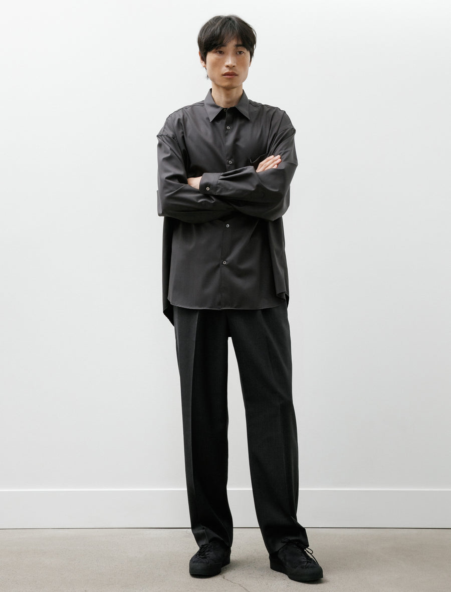 Extra Fine Wool Oversized Regular Collar Shirt Charcoal - Image 5