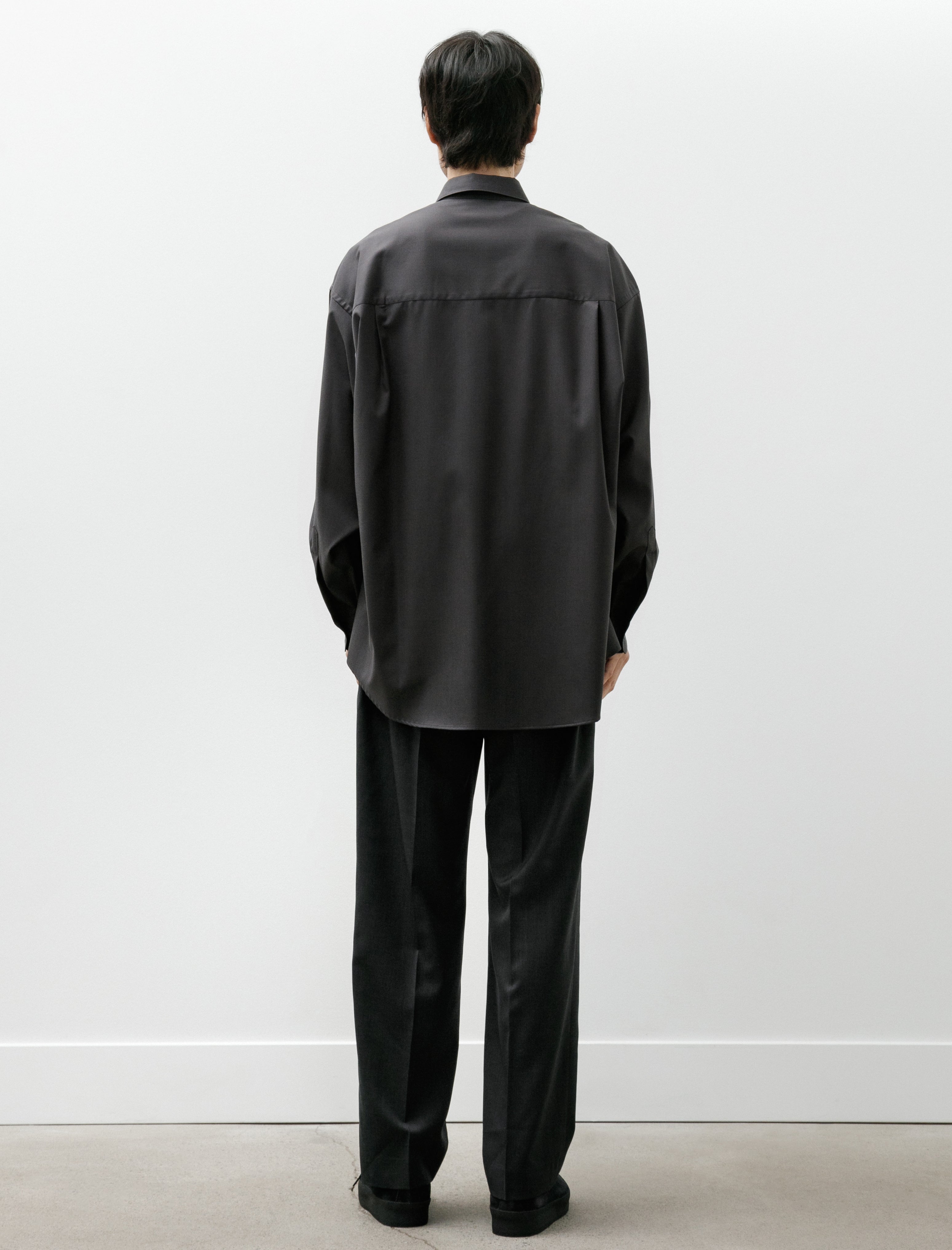 Graphpaper Extra Fine Wool Oversized Regular Collar Shirt Charcoal