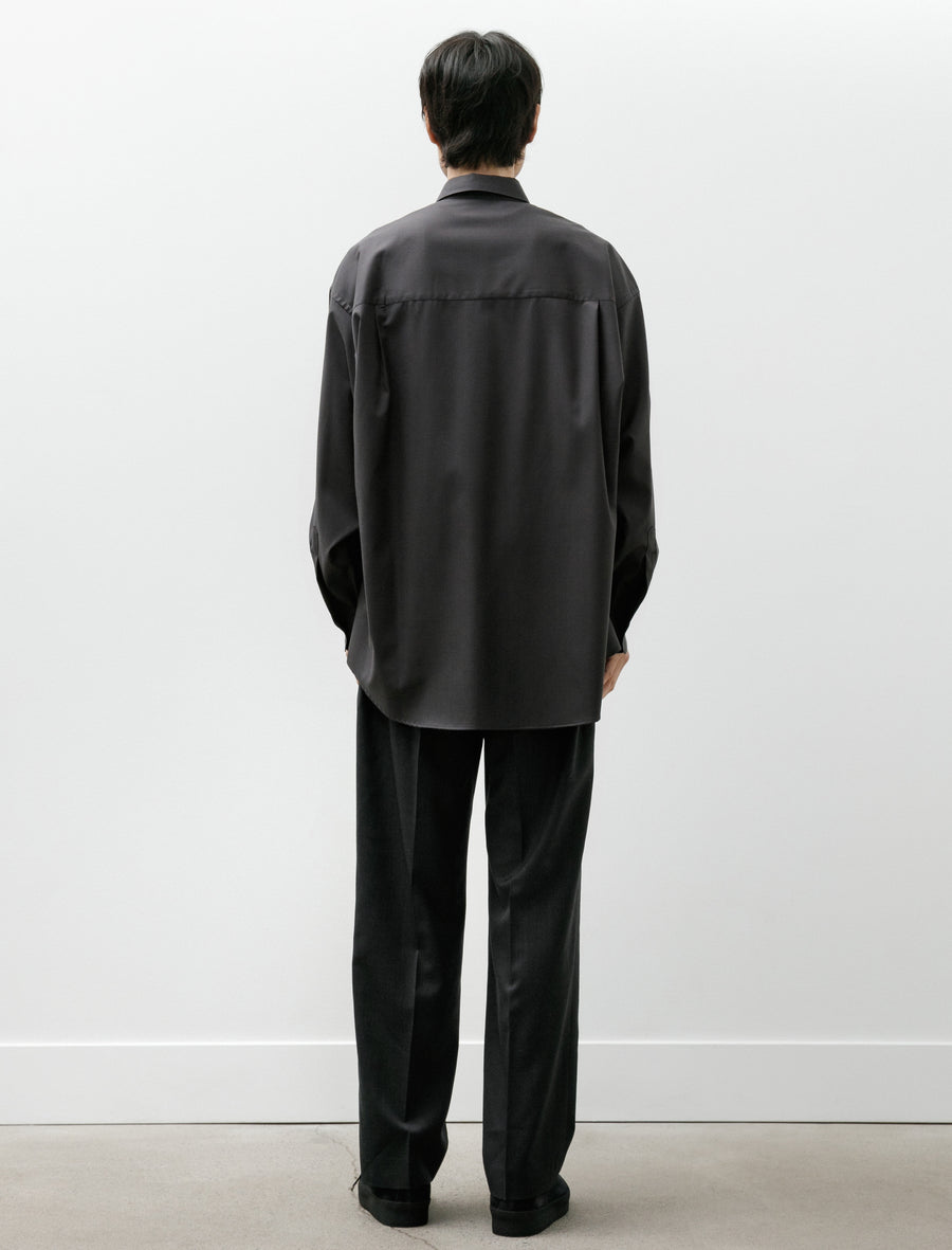 Extra Fine Wool Oversized Regular Collar Shirt Charcoal - Image 7