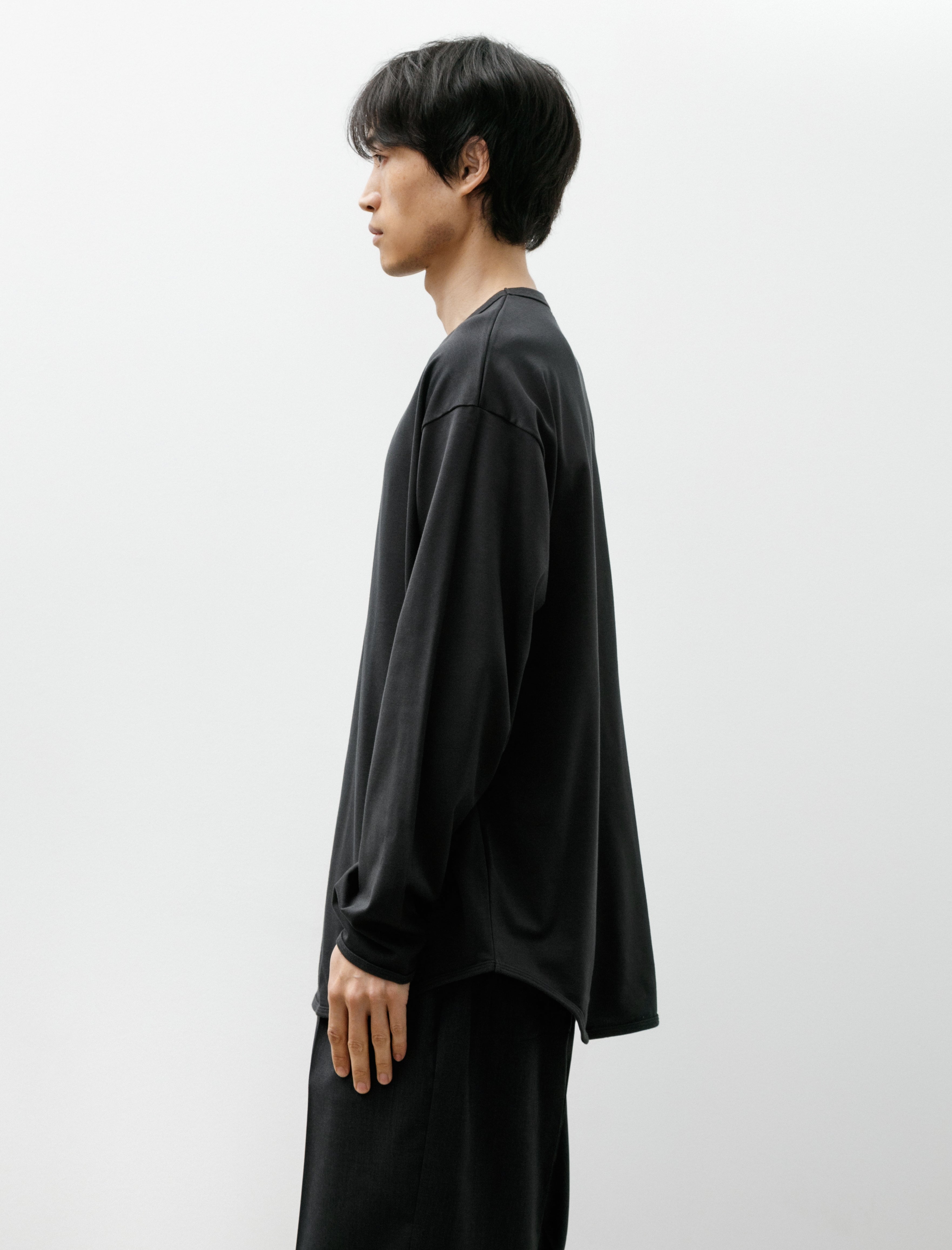 Graphpaper Tri Spun Cotton Crew Neck Binder L/S Tee Charcoal