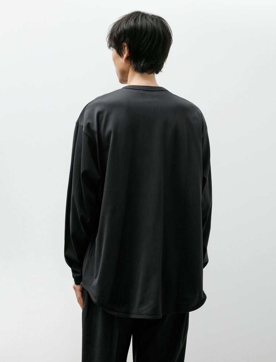 Tri Spun Cotton Crew Neck Binder L/S Tee Charcoal - Image 2