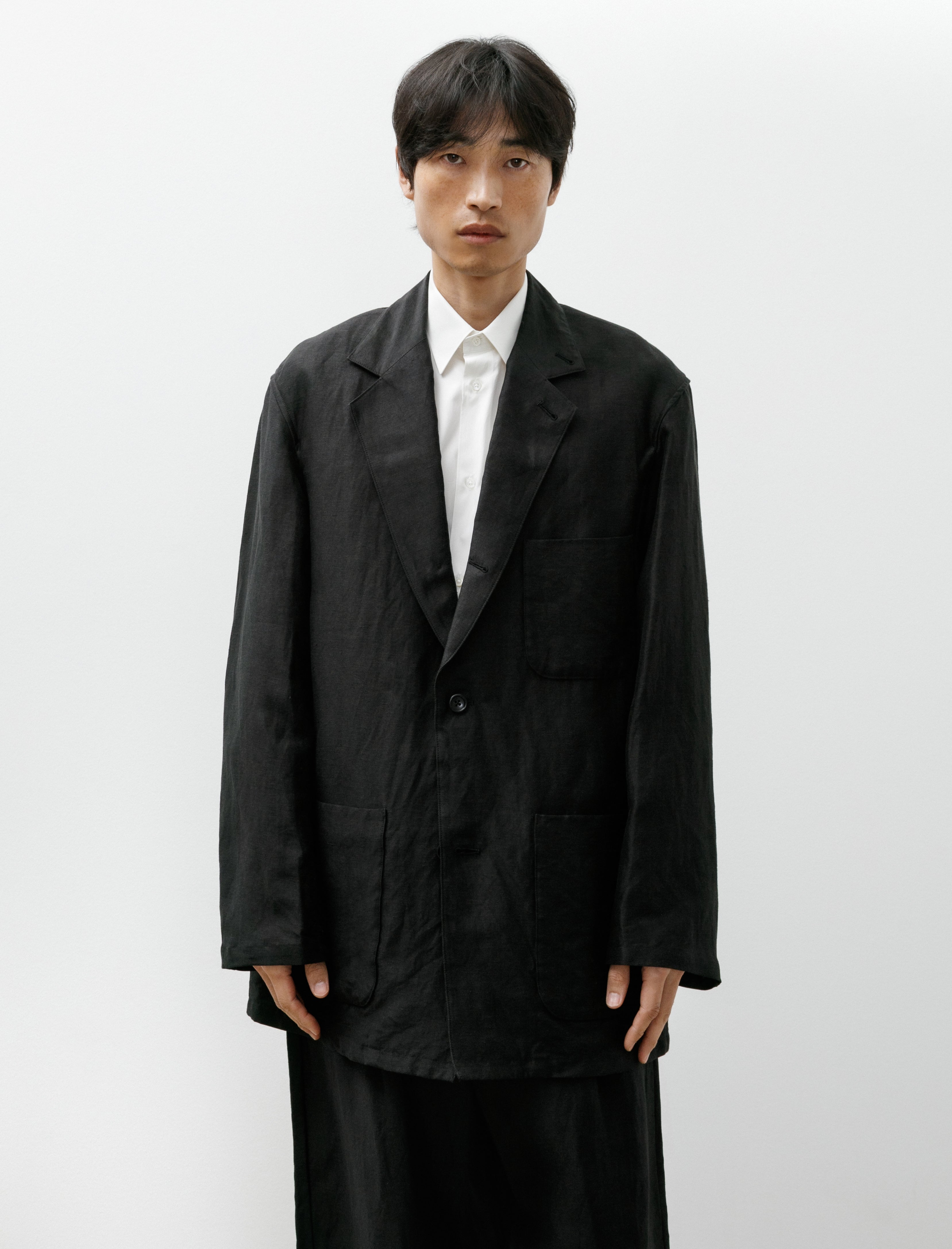 Graphpaper Linen Cupro Back Satin Work Jacket Black
