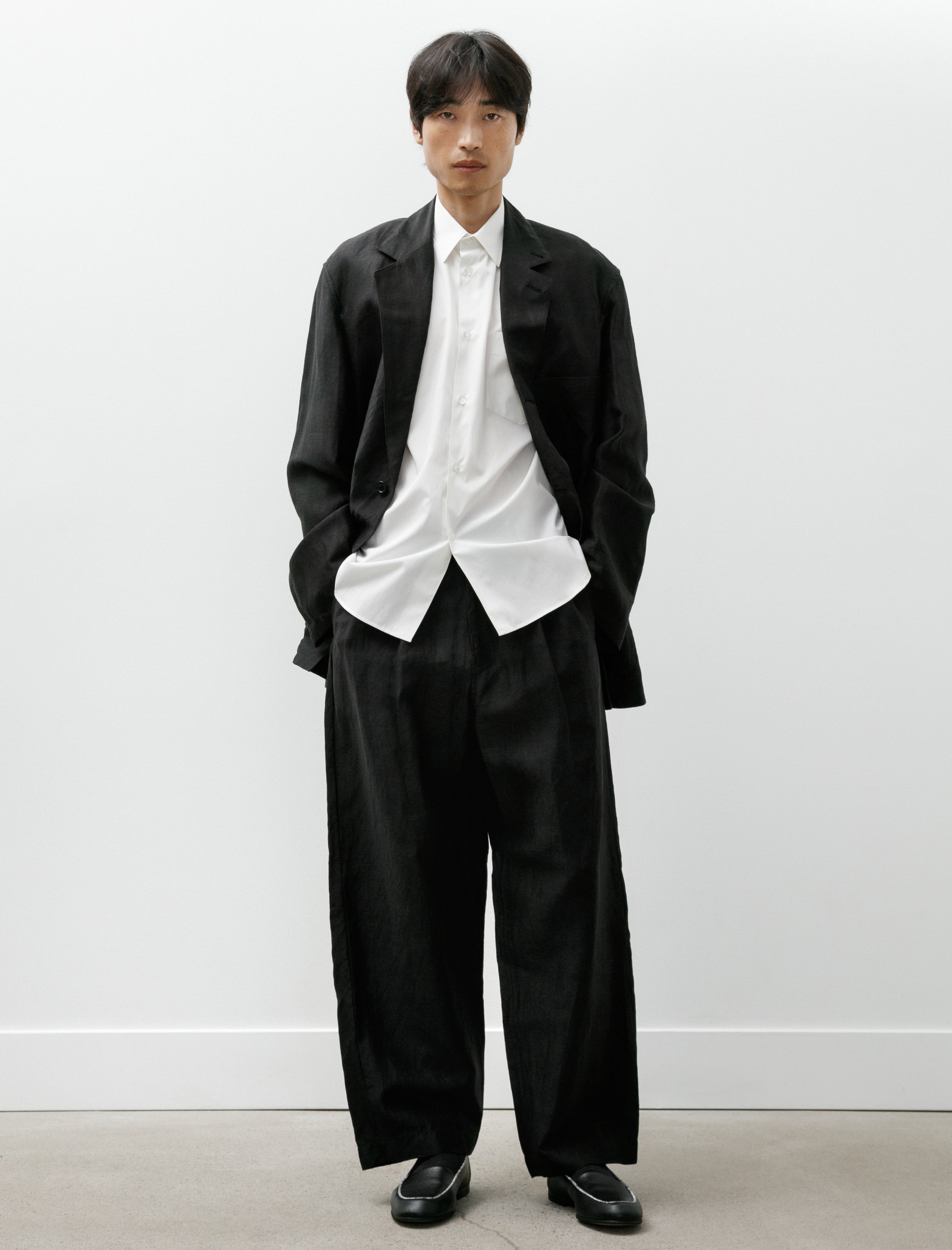 Graphpaper Linen Cupro Back Satin Work Jacket Black
