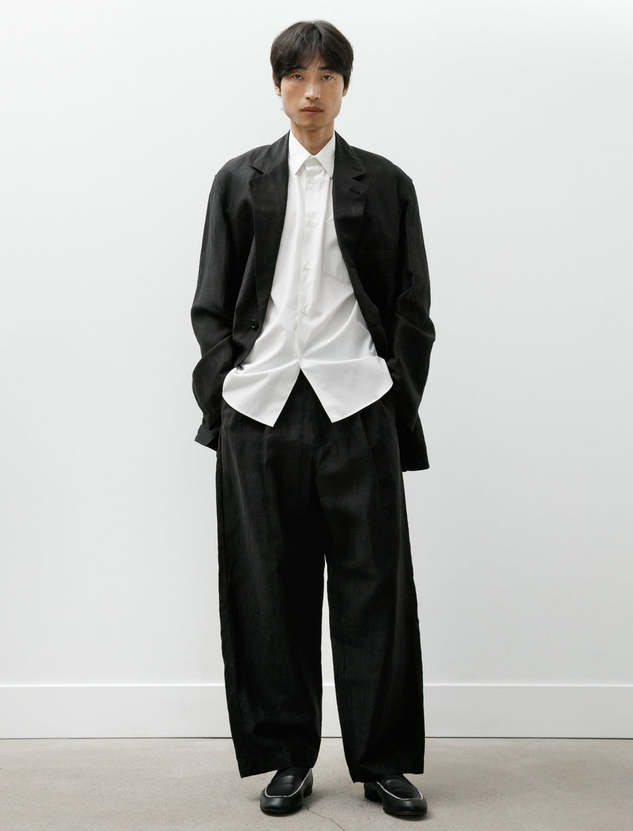 Linen Cupro Back Satin Work Jacket Black - Image 6