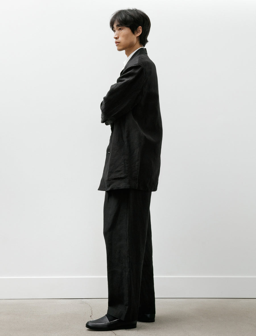 Linen Cupro Back Satin Work Jacket Black - Image 7