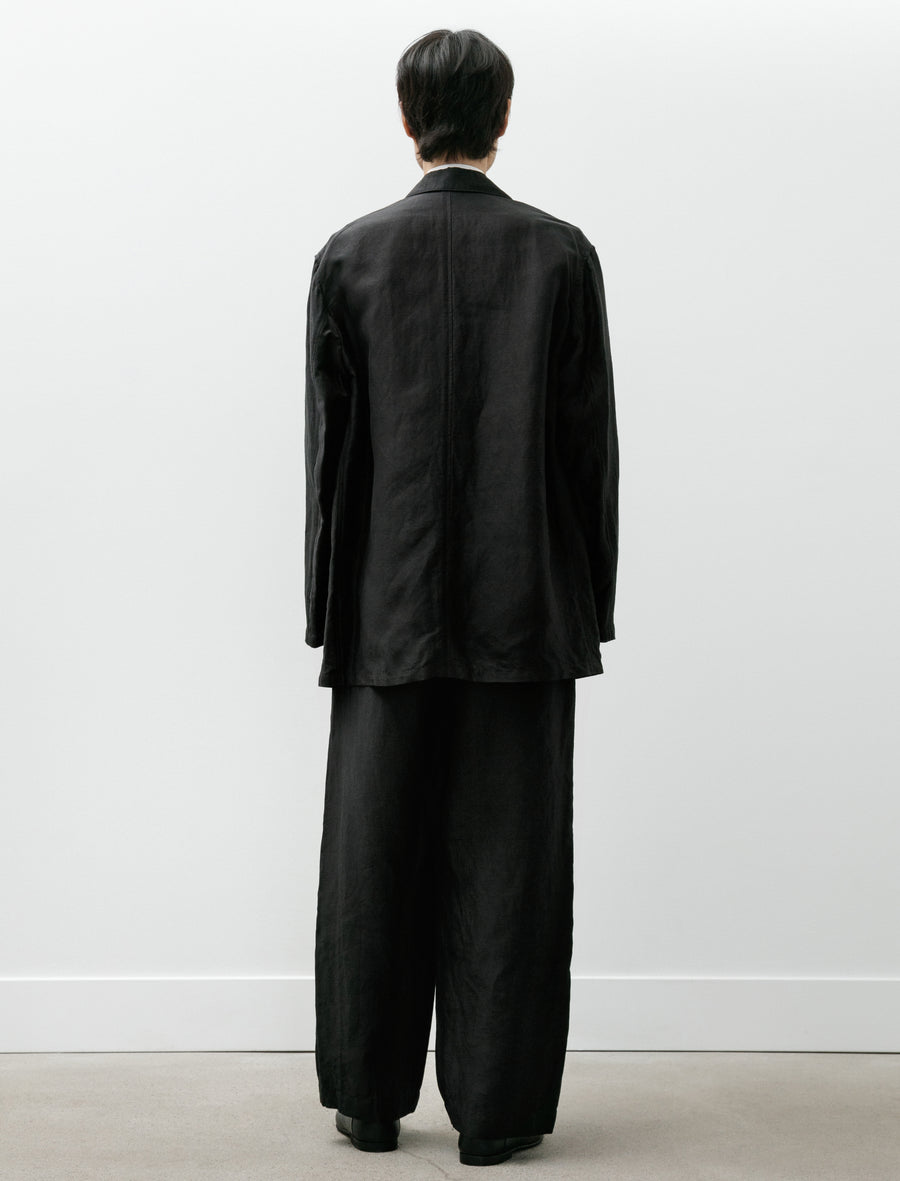 Linen Cupro Back Satin Belted Pants Black - Image 2
