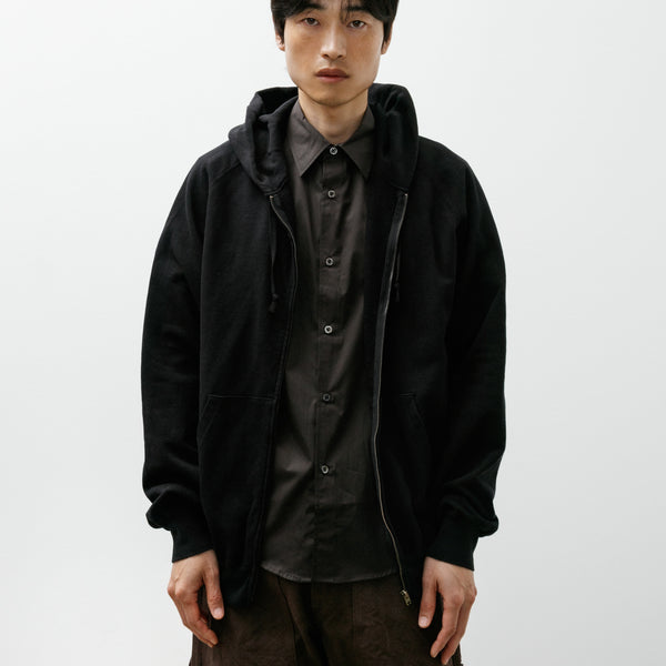 Comoli LW Cotton Fleece Zip Hoodie Black – Neighbour