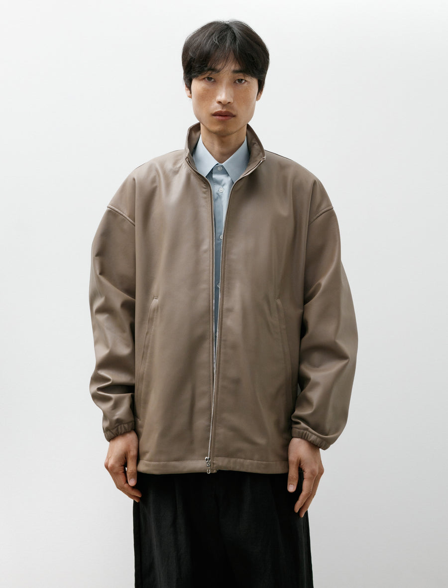 Lamb Leather Track Jacket Taupe - Image 1